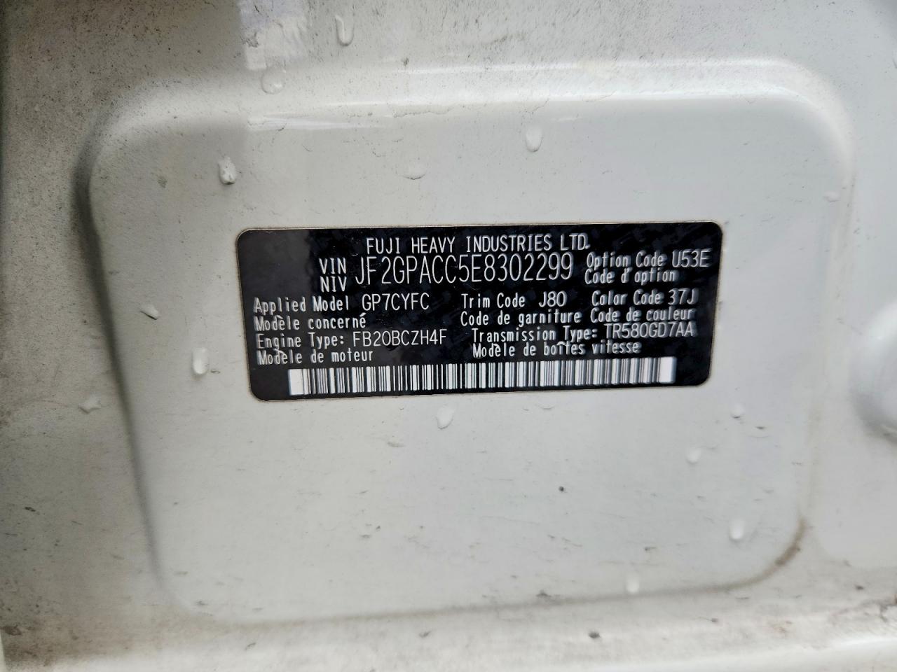 2014 Subaru Xv Crosstrek 2.0 Premium Белый vin: JF2GPACC5E8302299
