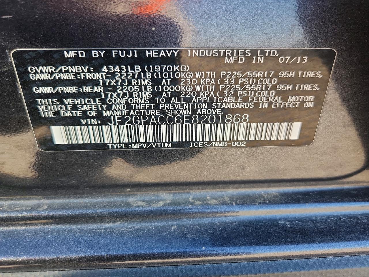 2014 Subaru Xv Crosstrek 2.0 Premium Charcoal vin: JF2GPACC6E8201868