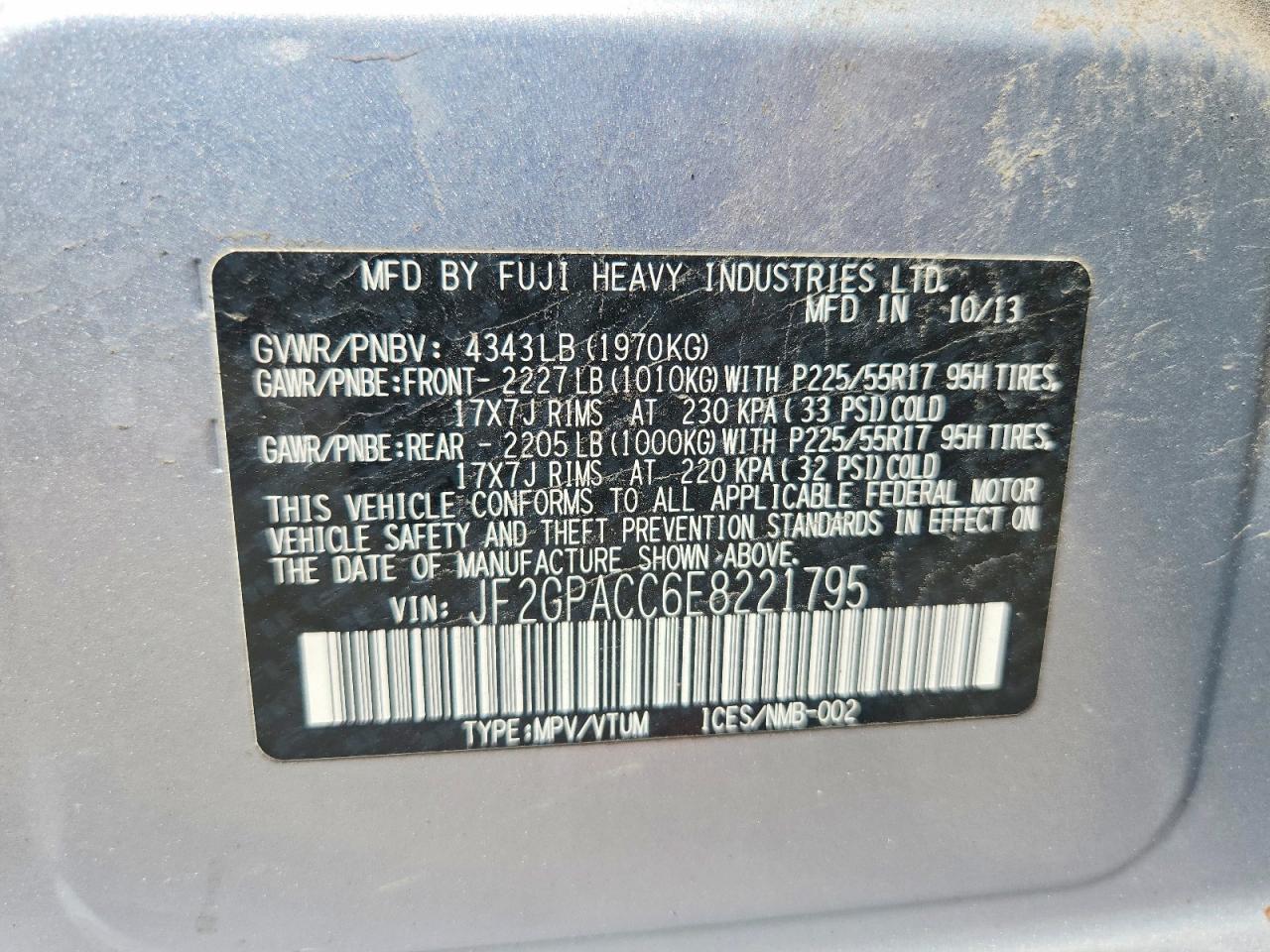 2014 Subaru Xv Crosstrek 2.0 Premium Silver vin: JF2GPACC6E8221795