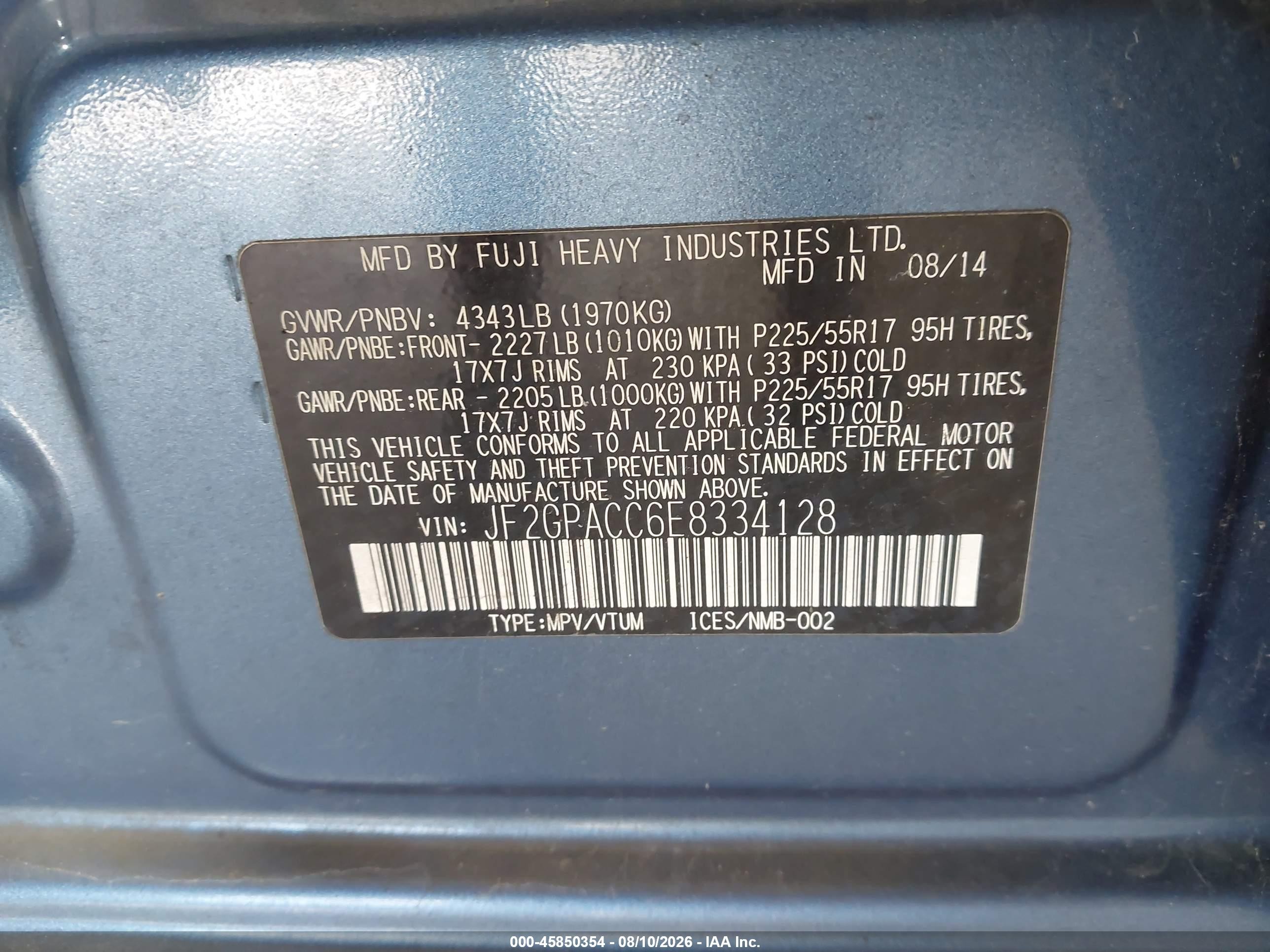 2014 Subaru Xv Crosstrek 2.0i Premium Blue vin: JF2GPACC6E8334128