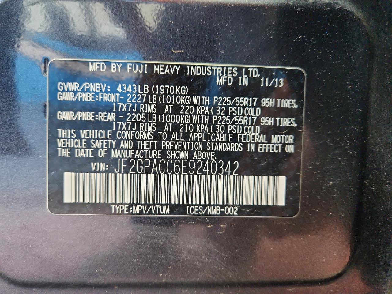 2014 Subaru Xv Crosstrek 2.0 Premium Charcoal vin: JF2GPACC6E9240342
