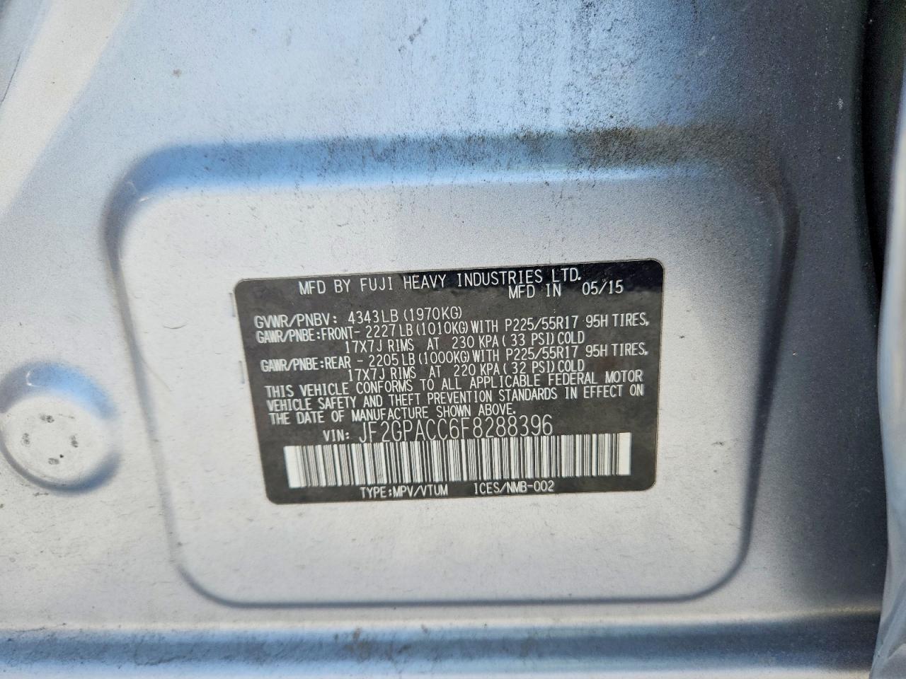 2015 Subaru Xv Crosstrek 2.0 Premium Silver vin: JF2GPACC6F8288396