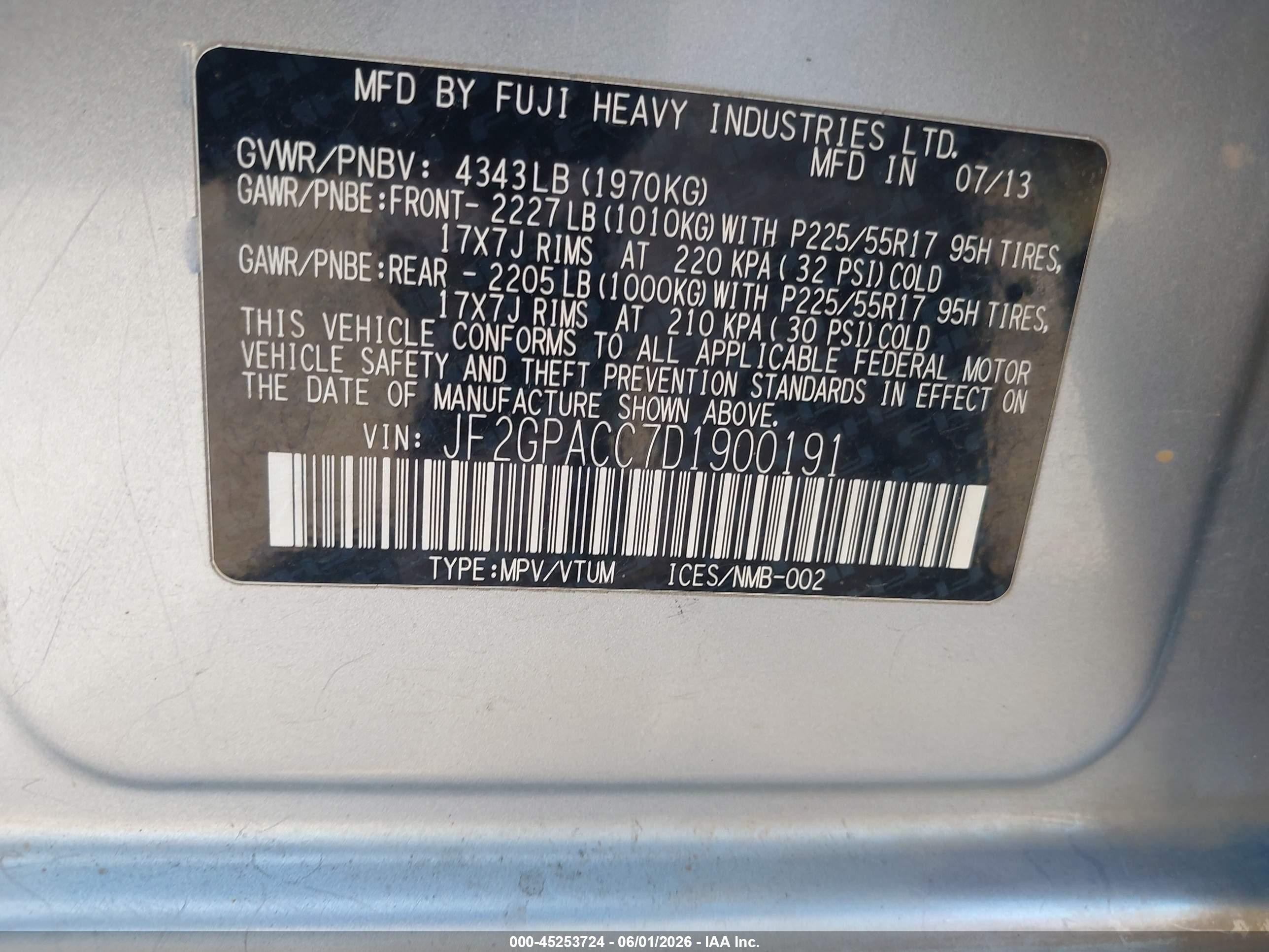 2013 Subaru Xv Crosstrek 2.0i Premium Silver vin: JF2GPACC7D1900191
