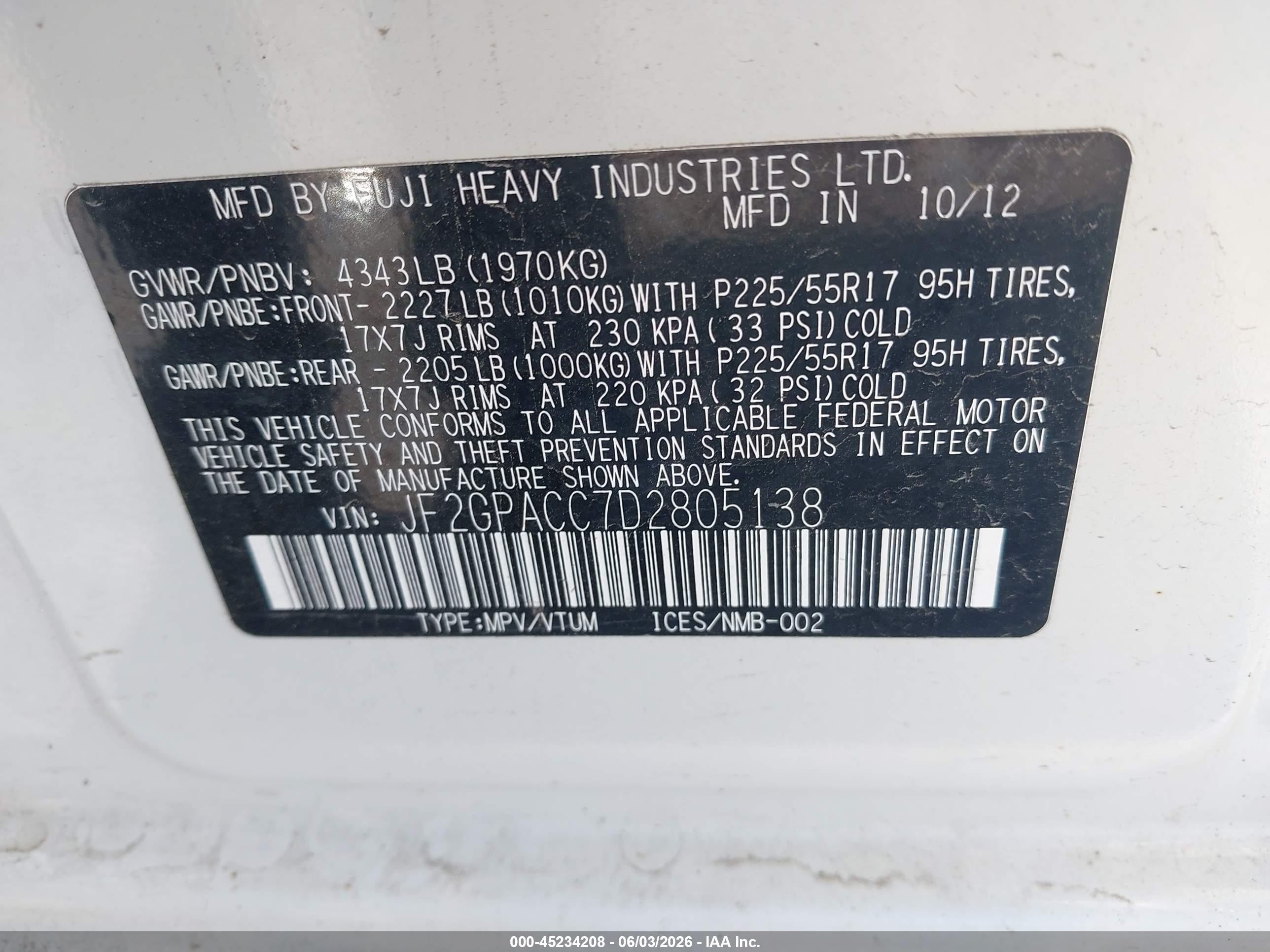 2013 Subaru Xv Crosstrek 2.0i Premium White vin: JF2GPACC7D2805138