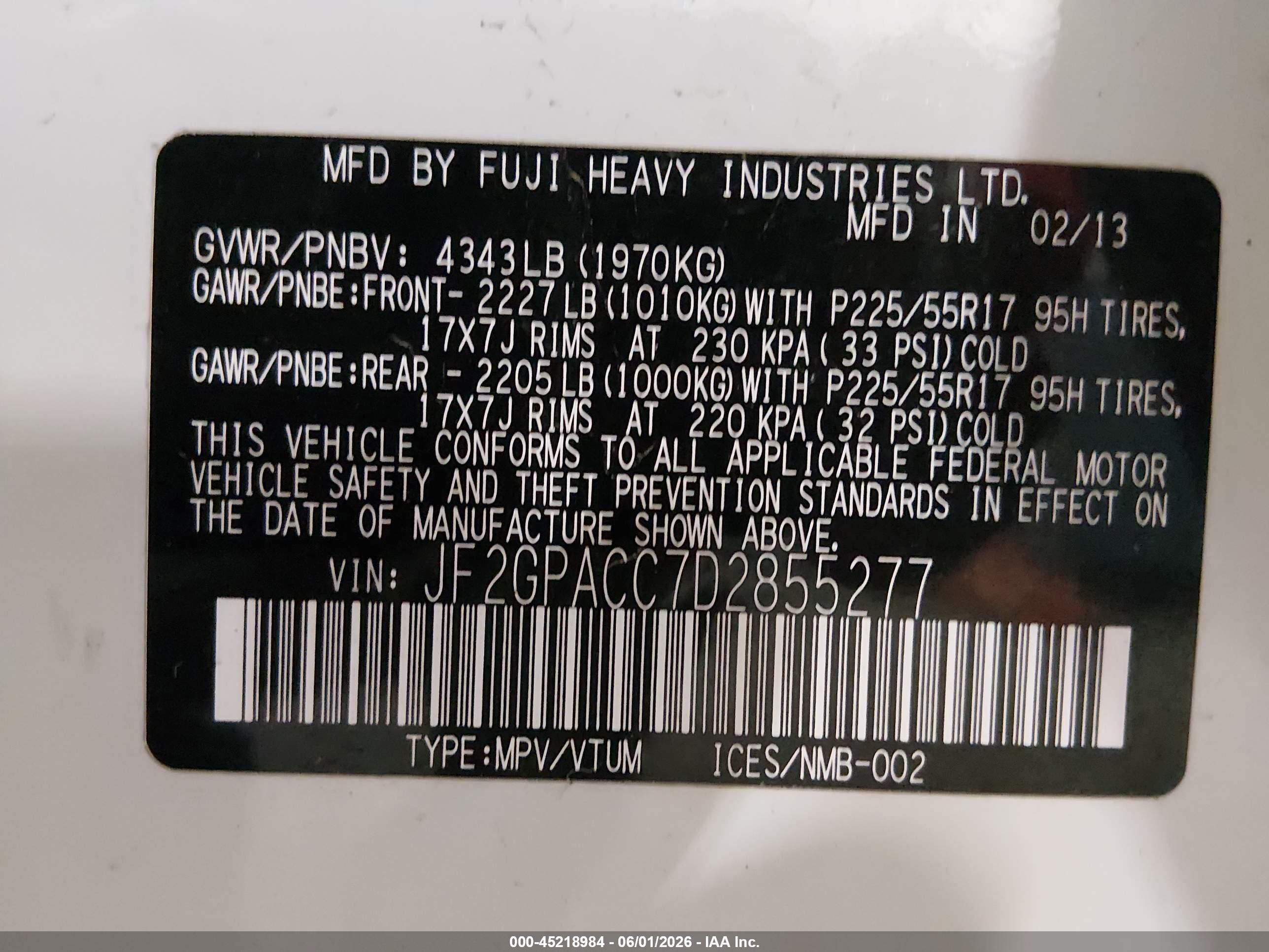 2013 Subaru Xv Crosstrek 2.0i Premium White vin: JF2GPACC7D2855277