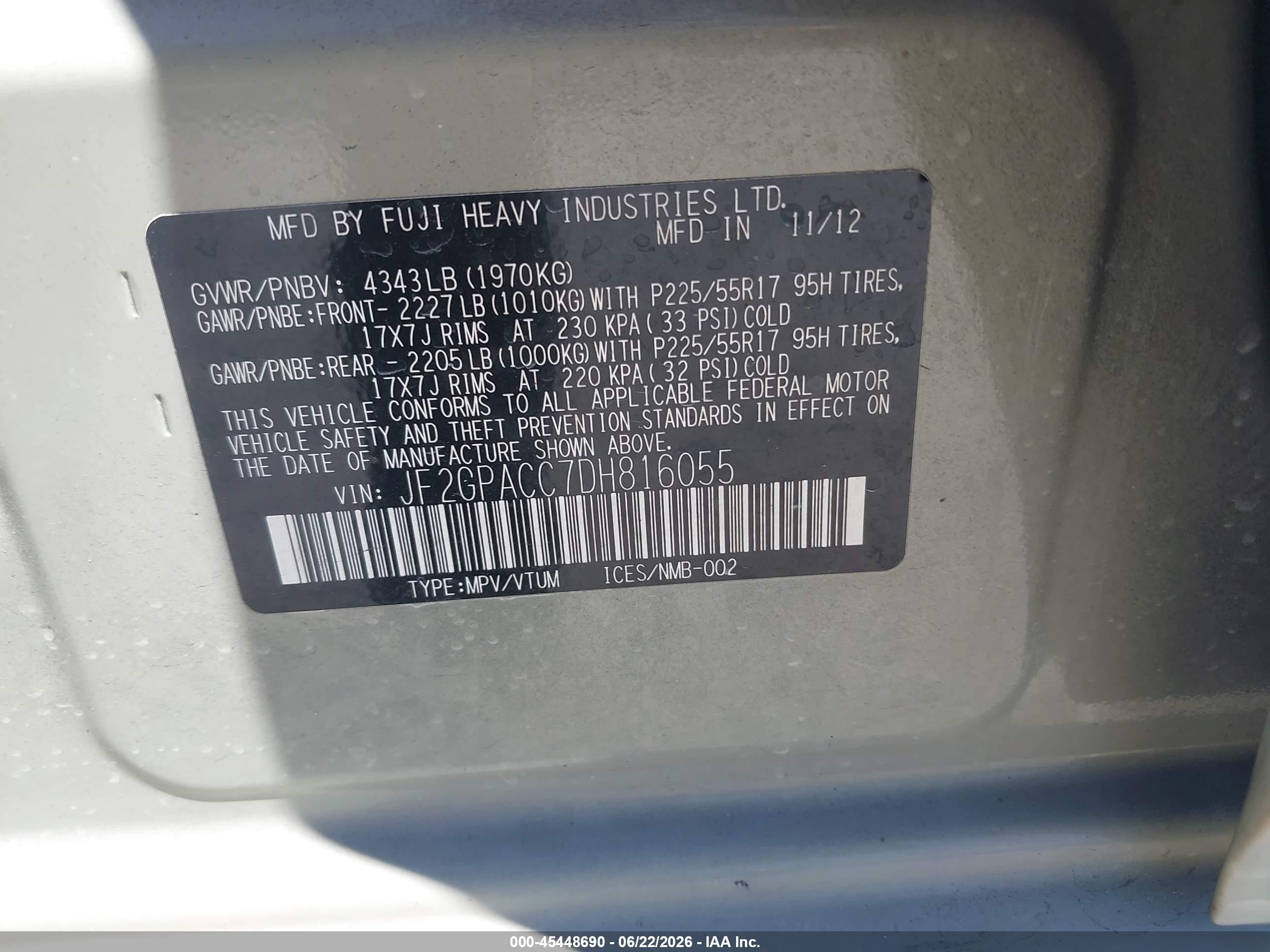 2013 Subaru Xv Crosstrek 2.0i Premium Gray vin: JF2GPACC7DH816055
