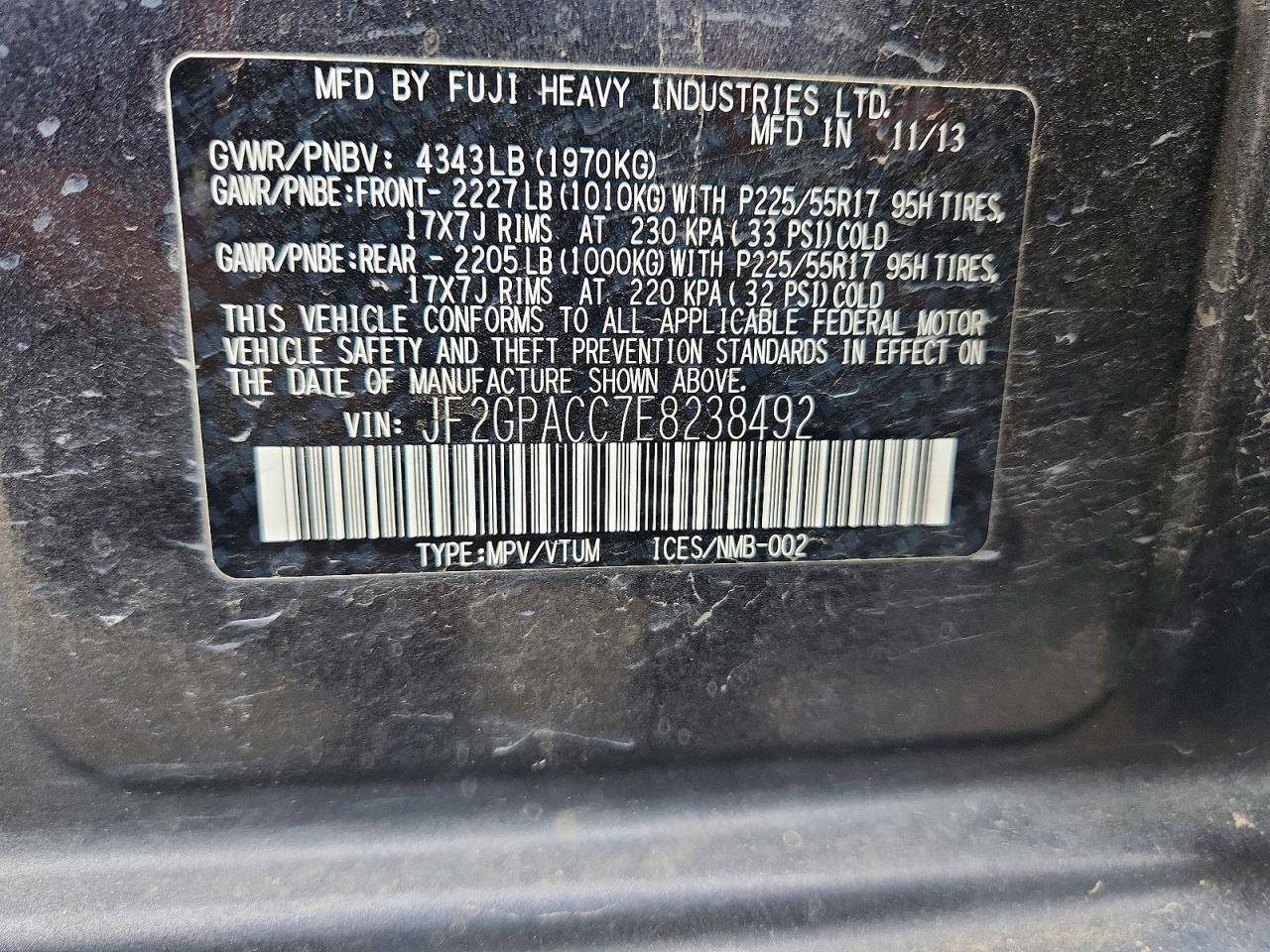 2014 Subaru Xv Crosstrek 2.0 Premium Угольный vin: JF2GPACC7E8238492