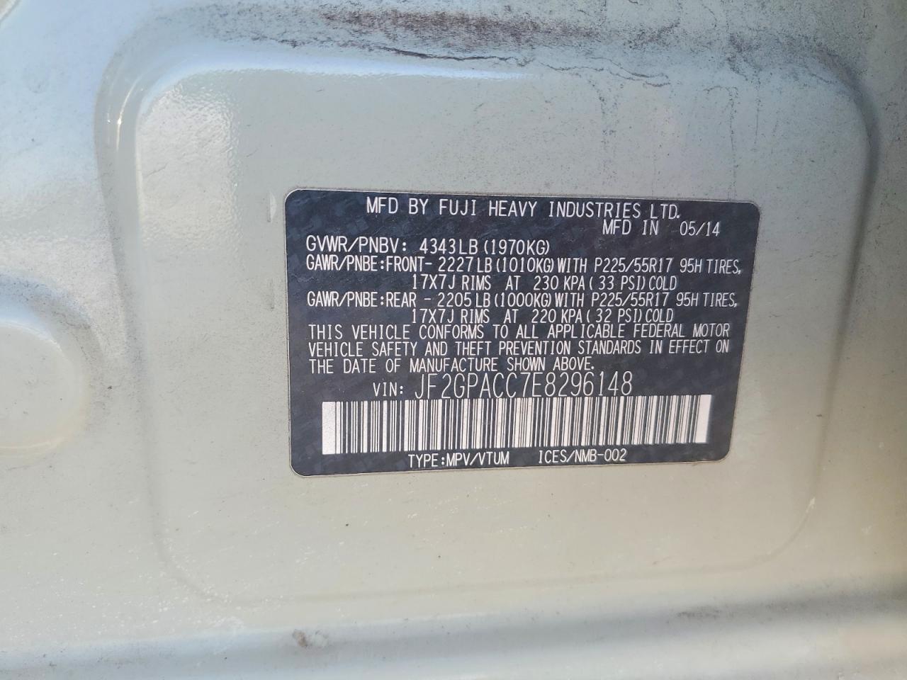 2014 Subaru Xv Crosstrek 2.0 Premium Beige vin: JF2GPACC7E8296148