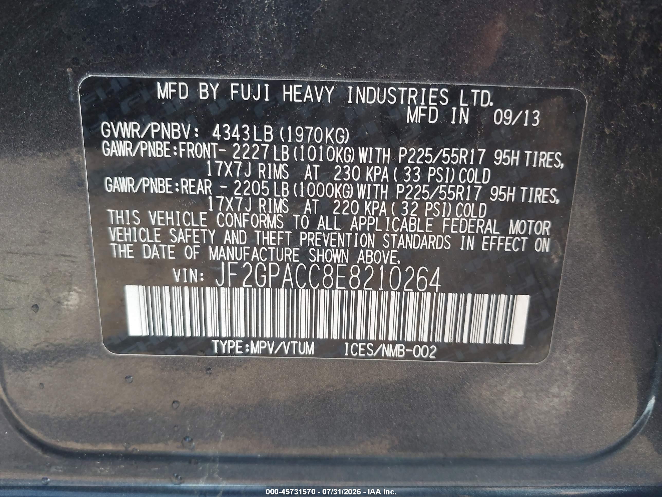 2014 Subaru Xv Crosstrek 2.0i Premium Gray vin: JF2GPACC8E8210264