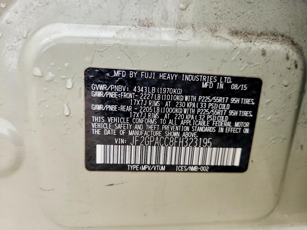 2015 Subaru Xv Crosstrek 2.0 Premium Green vin: JF2GPACC8FH323195