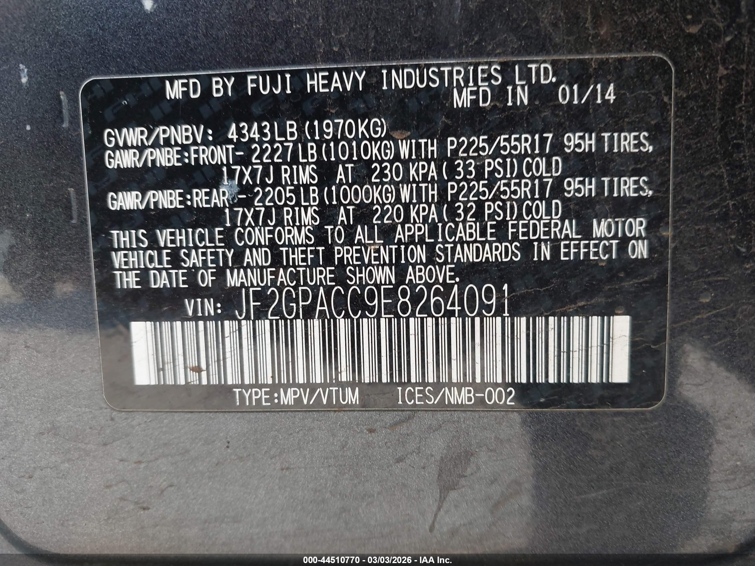 2014 Subaru Xv Crosstrek 2.0i Premium Blue vin: JF2GPACC9E8264091