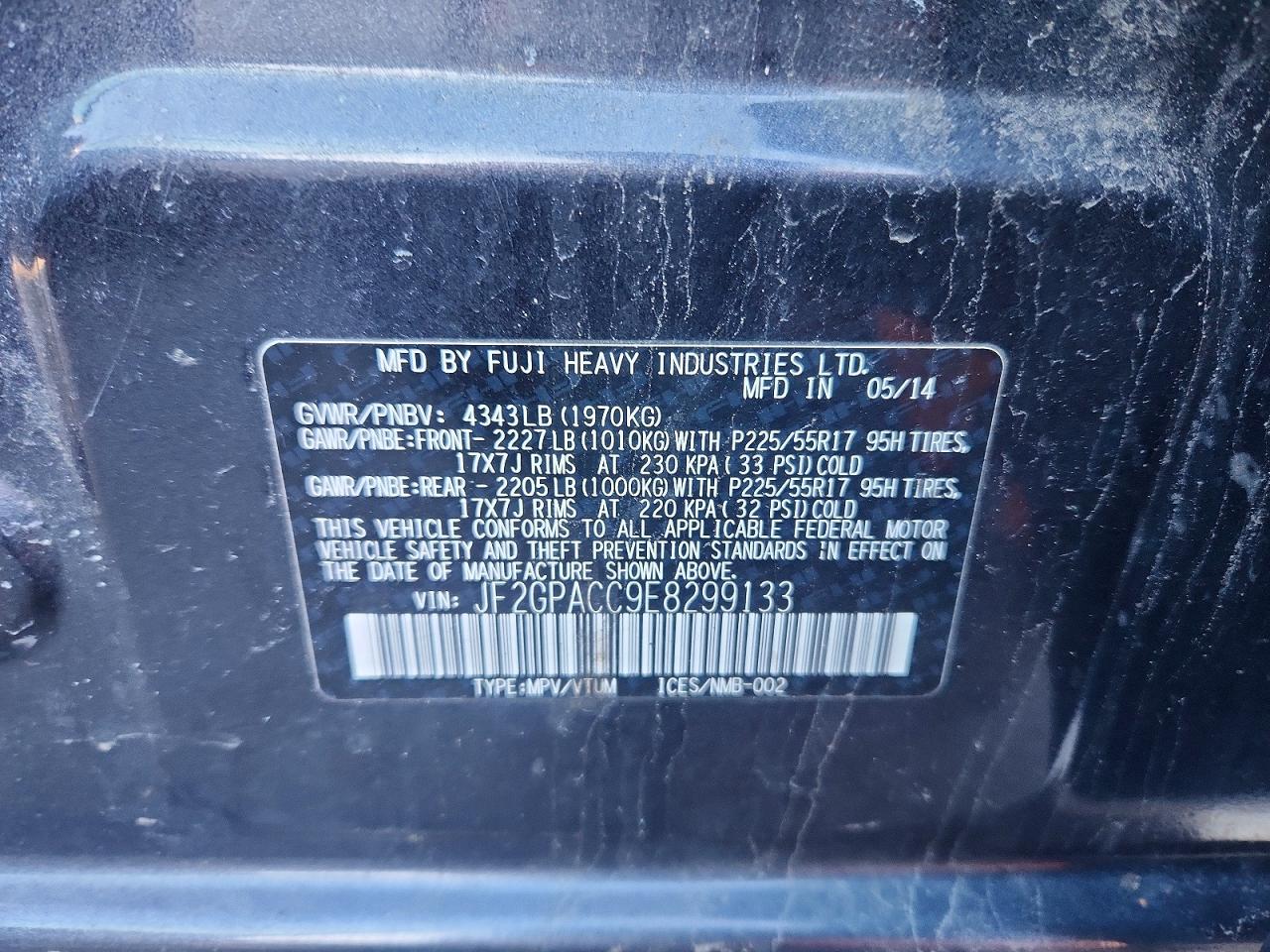2014 Subaru Xv Crosstrek 2.0 Premium Gray vin: JF2GPACC9E8299133