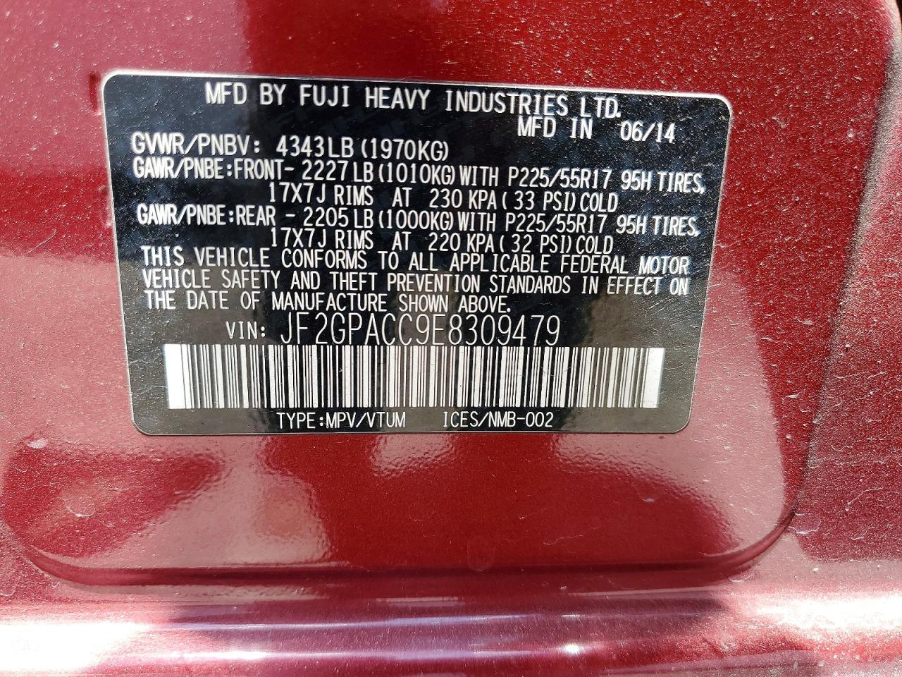 2014 Subaru Xv Crosstrek 2.0 Premium Burgundy vin: JF2GPACC9E8309479