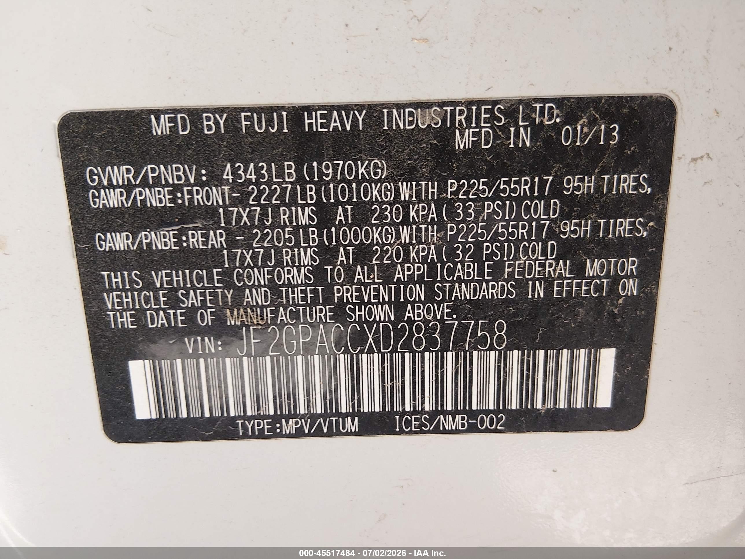 2013 Subaru Xv Crosstrek 2.0i Premium White vin: JF2GPACCXD2837758