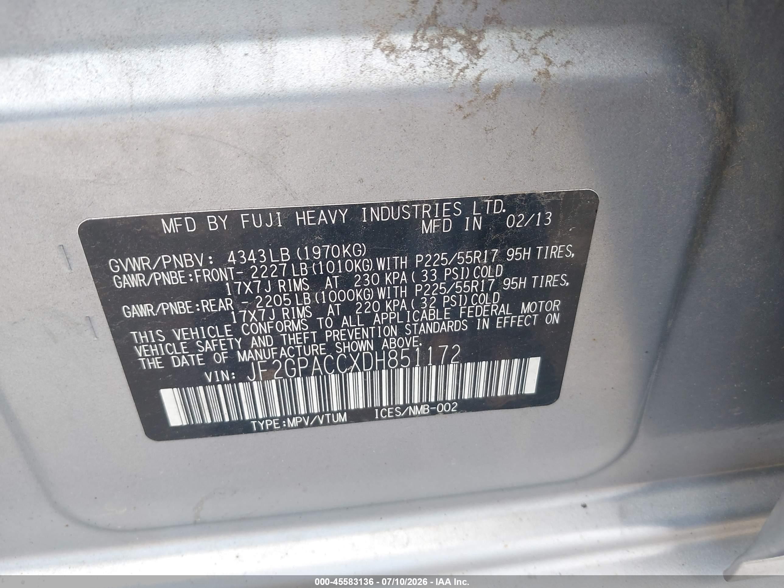 2013 Subaru Xv Crosstrek 2.0i Premium Серебряный vin: JF2GPACCXDH851172