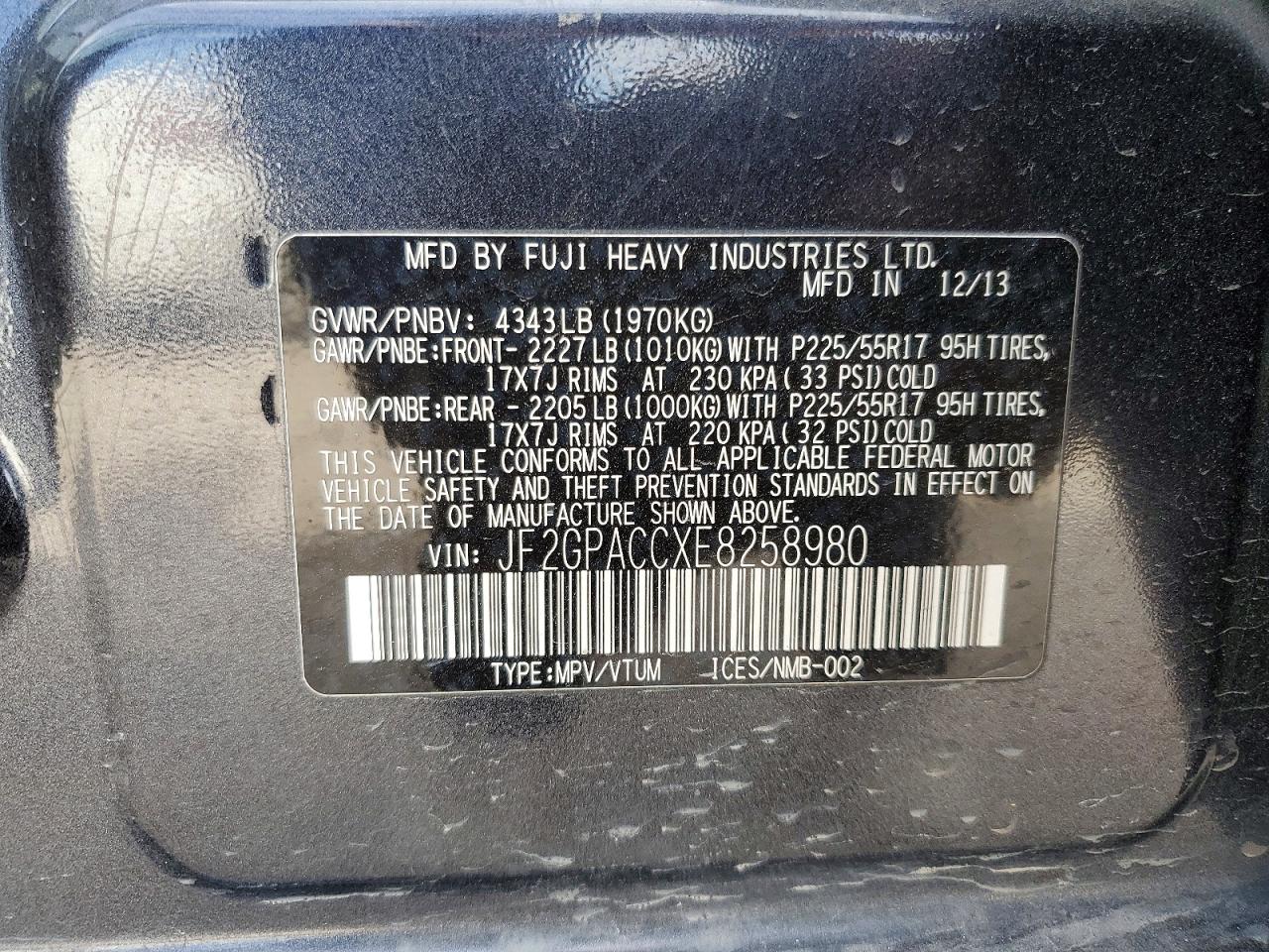 2014 Subaru Xv Crosstrek 2.0 Premium Gray vin: JF2GPACCXE8258980
