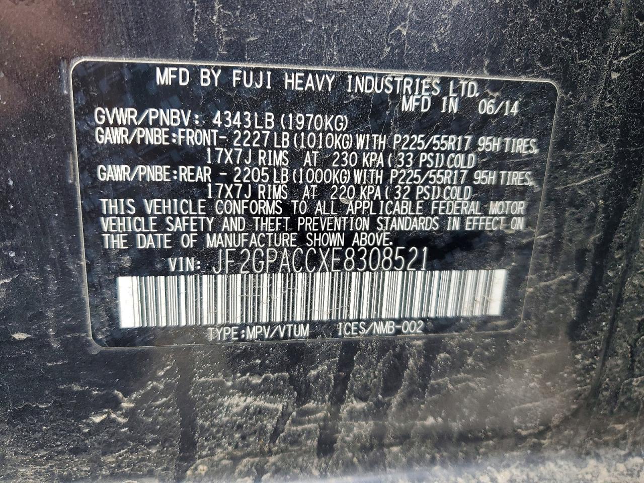 2014 Subaru Crosstrek Limited Charcoal vin: JF2GPACCXE8308521