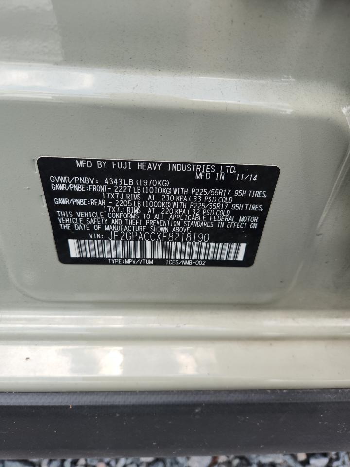 2015 Subaru Xv Crosstrek 2.0 Premium Beige vin: JF2GPACCXF8218190