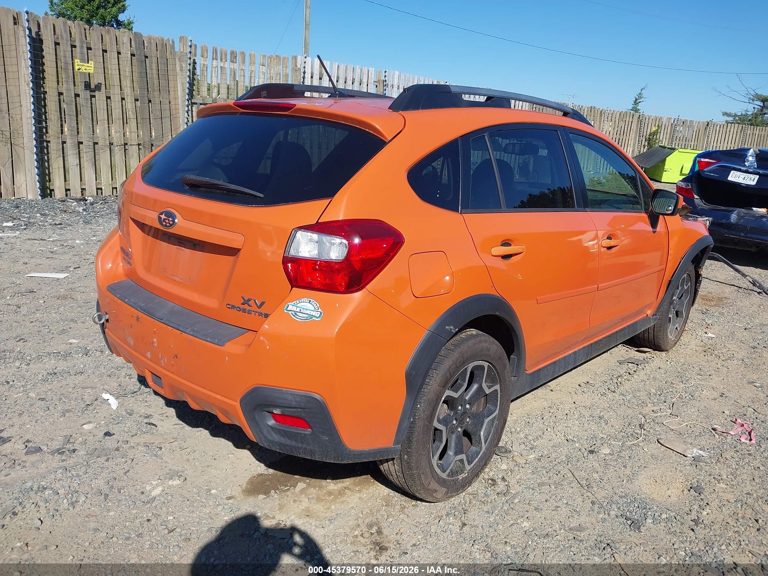 2015 Subaru Xv Crosstrek 2.0i Premium Orange vin: JF2GPADC4F8263883