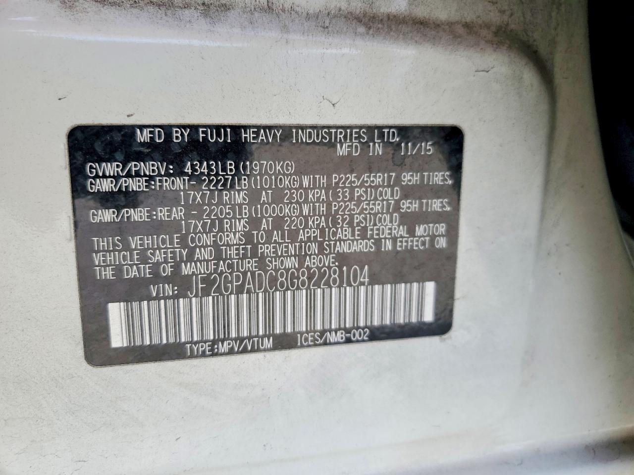 2016 Subaru Crosstrek Premium White vin: JF2GPADC8G8228104