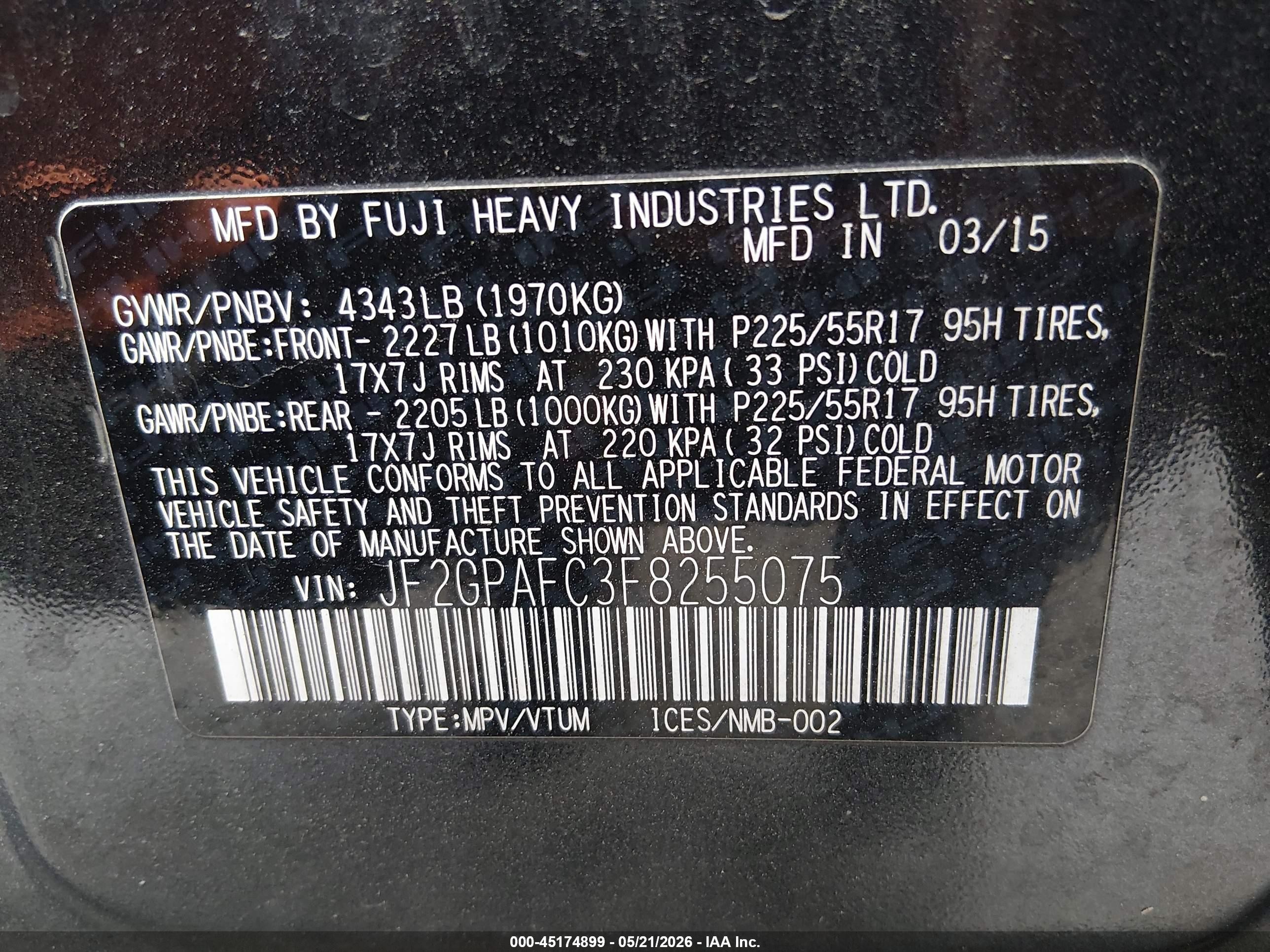 2015 Subaru Xv Crosstrek 2.0i Premium Серый vin: JF2GPAFC3F8255075