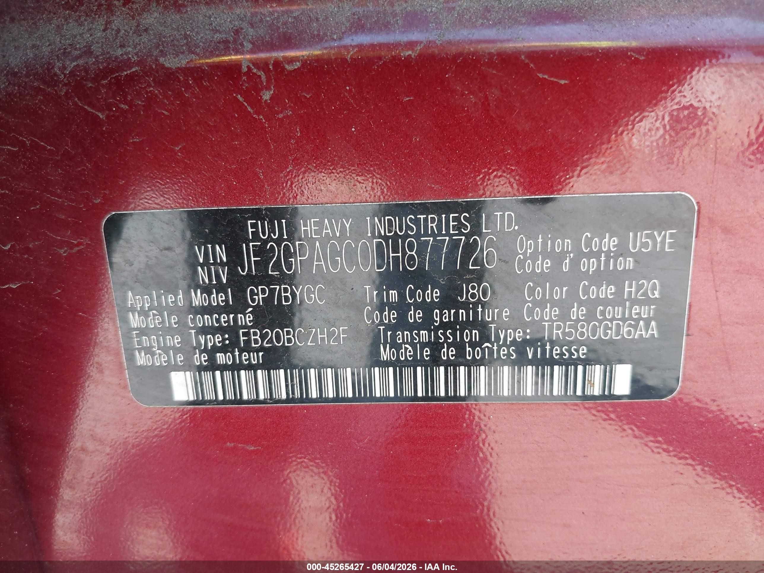 2013 Subaru Xv Crosstrek 2.0i Limited Red vin: JF2GPAGC0DH877726
