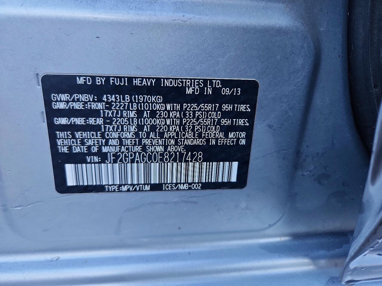 2014 Subaru Xv Crosstrek 2.0 Limited Silver vin: JF2GPAGC0E8217428