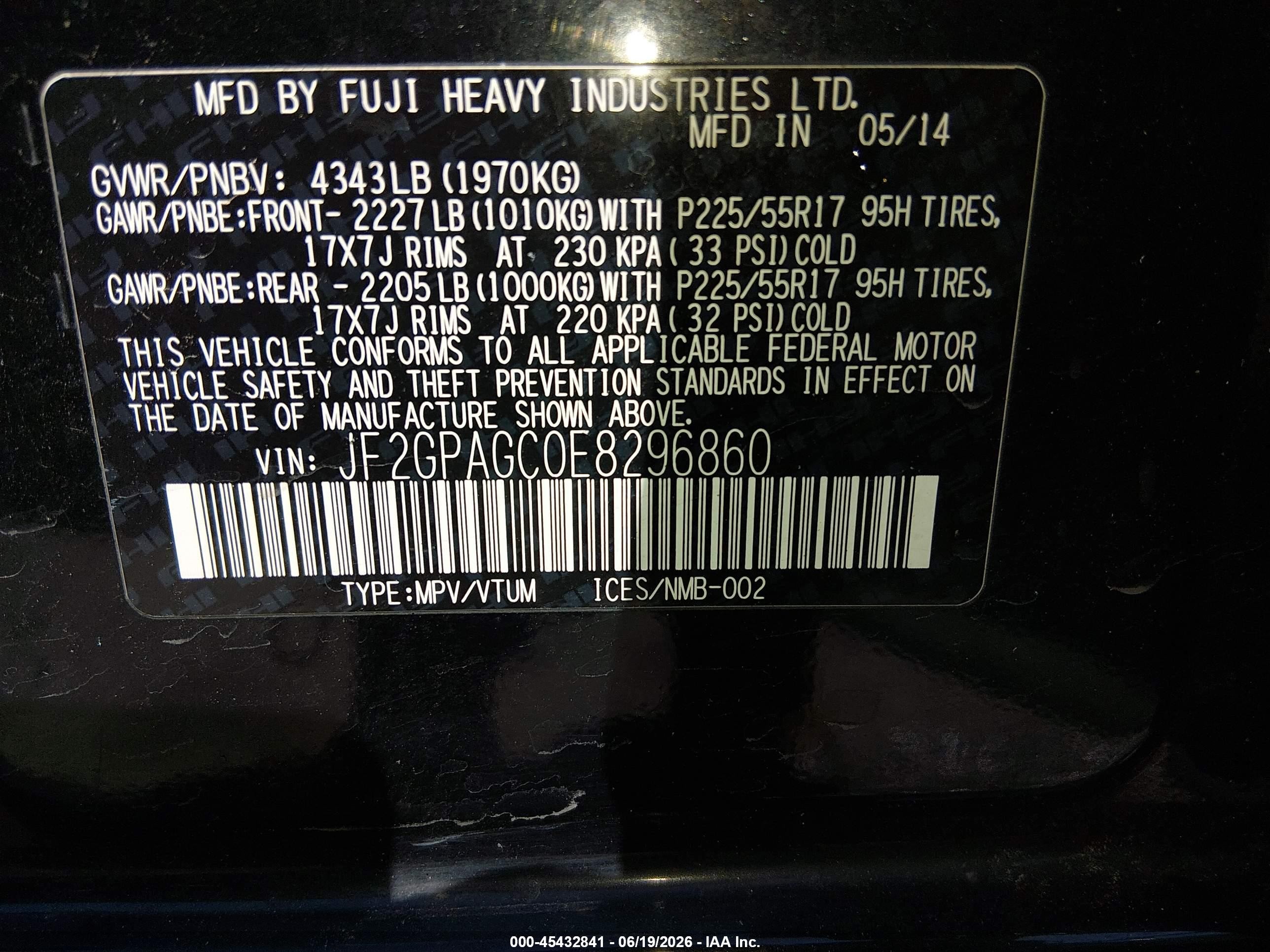 2014 Subaru Xv Crosstrek 2.0i Limited Black vin: JF2GPAGC0E8296860