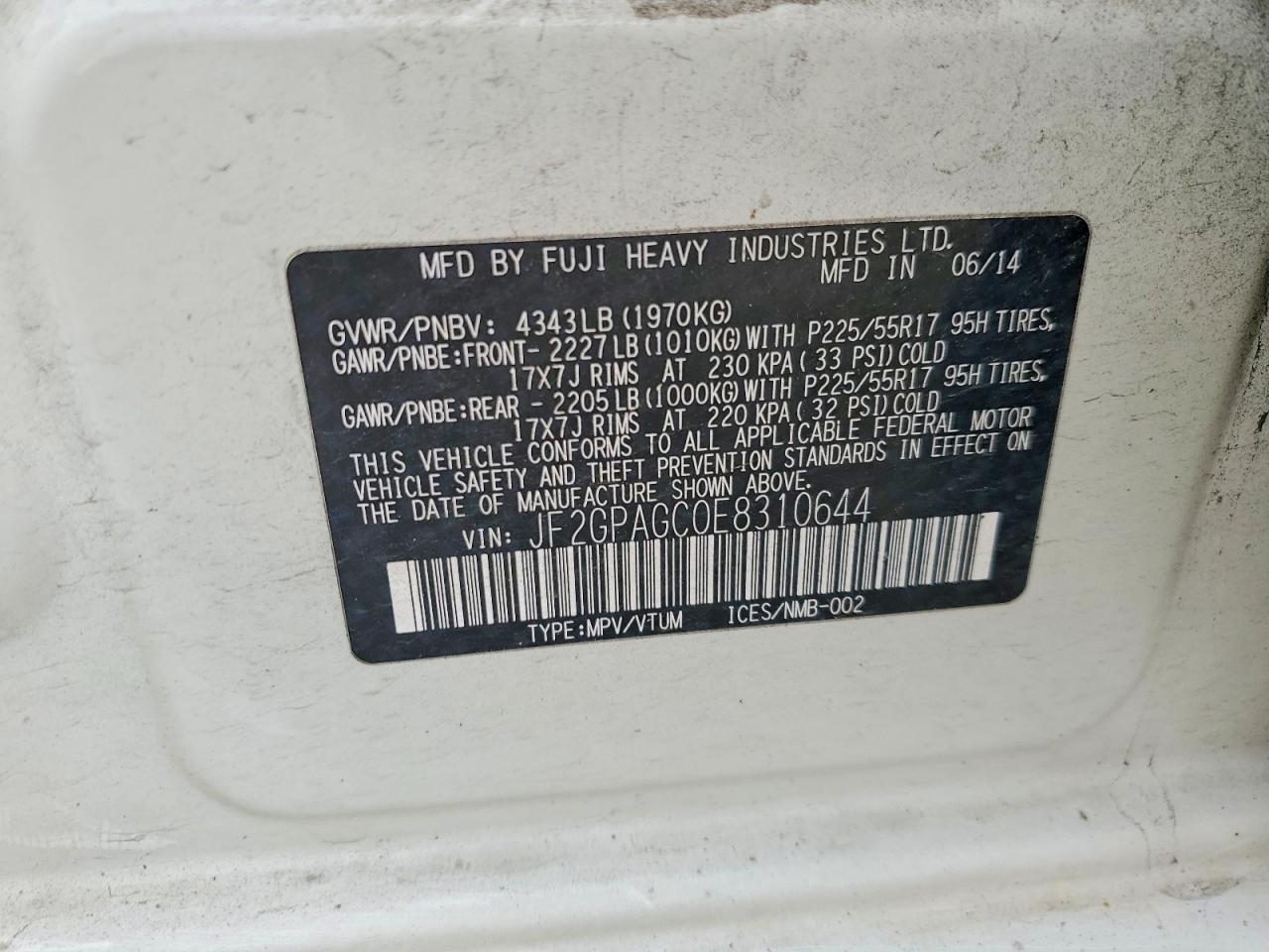 2014 Subaru Xv Crosstrek 2.0 Limited White vin: JF2GPAGC0E8310644