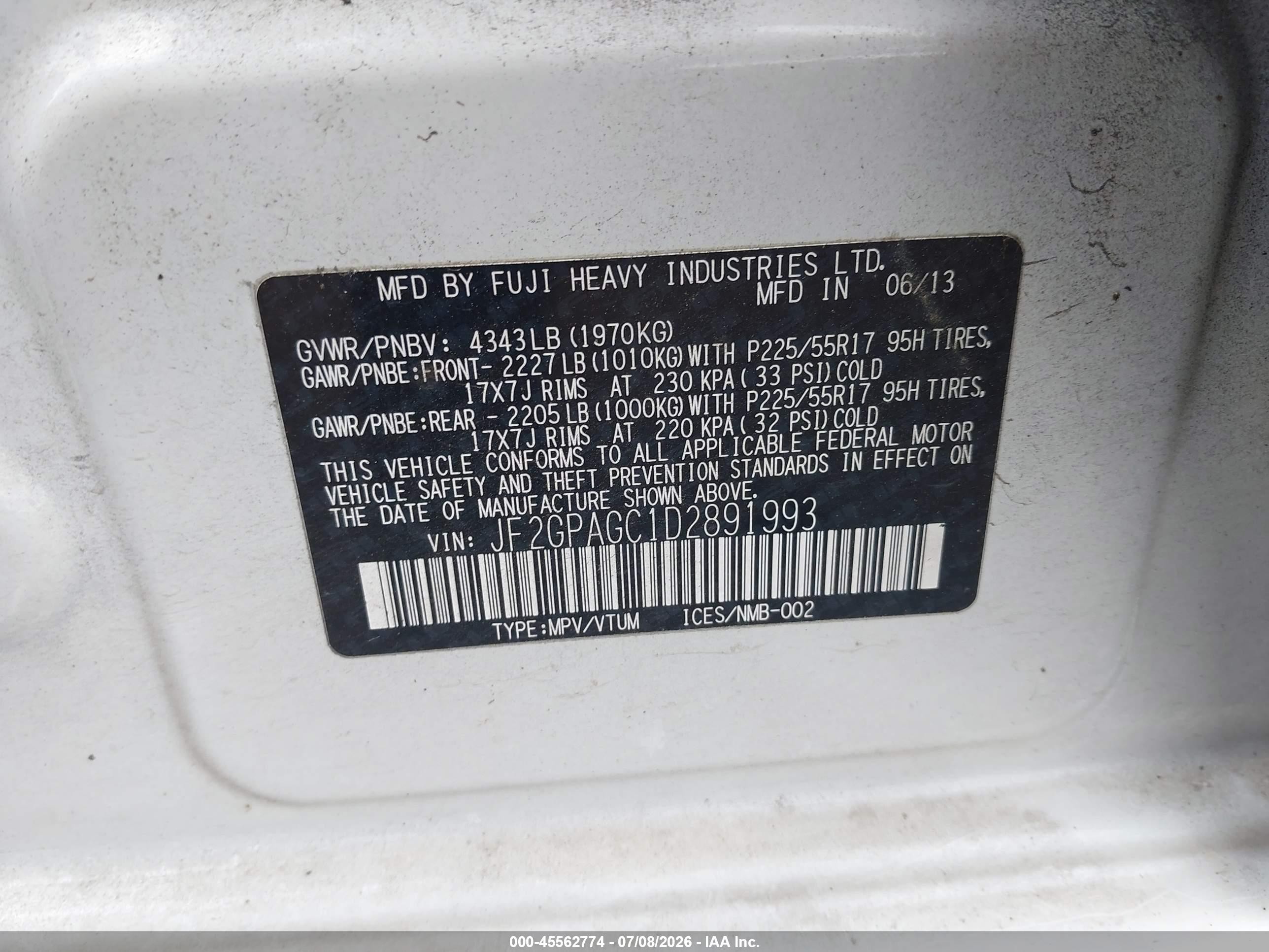 2013 Subaru Xv Crosstrek 2.0i Limited White vin: JF2GPAGC1D2891993