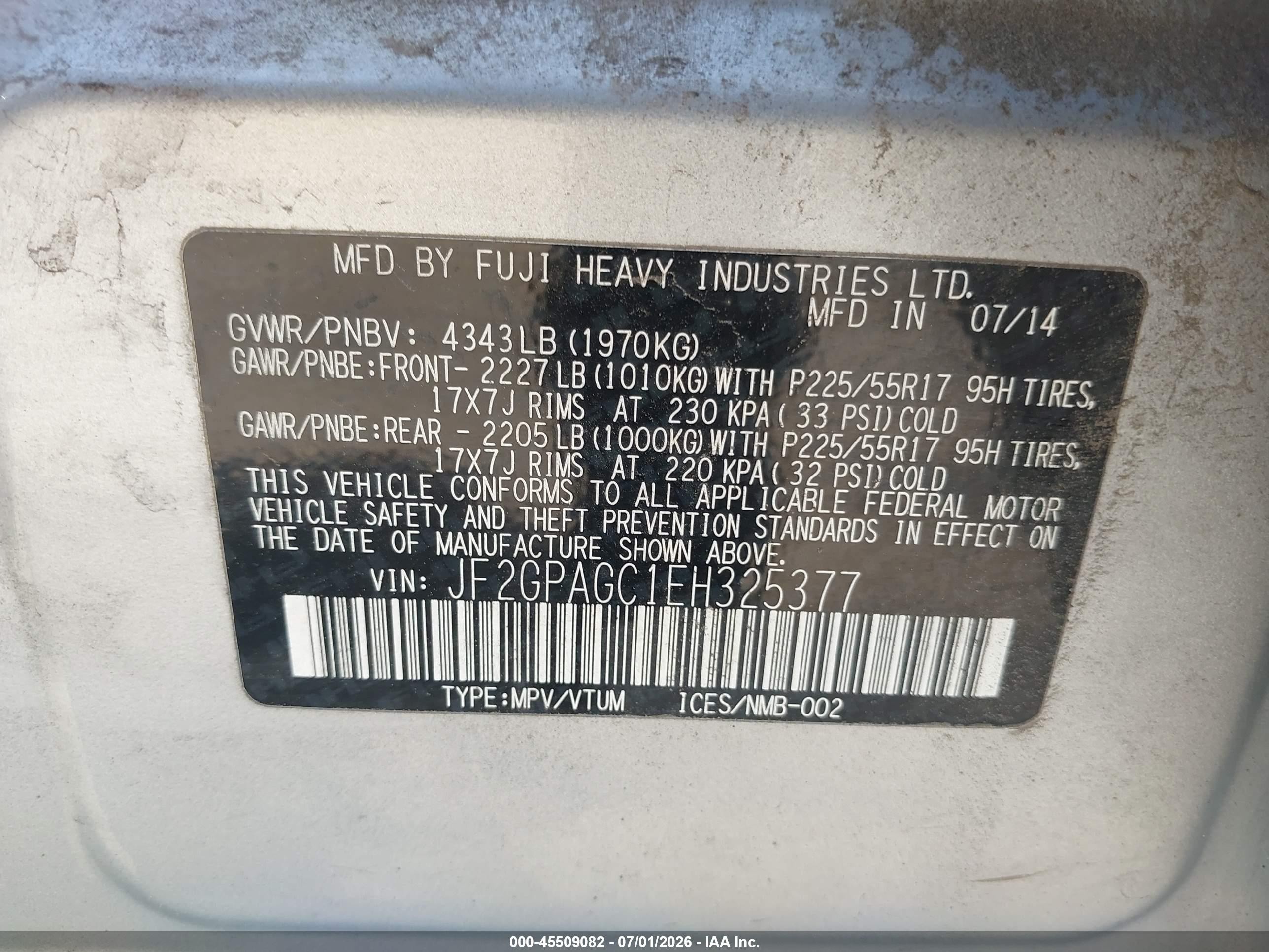 2014 Subaru Xv Crosstrek 2.0i Limited Blue vin: JF2GPAGC1EH325377