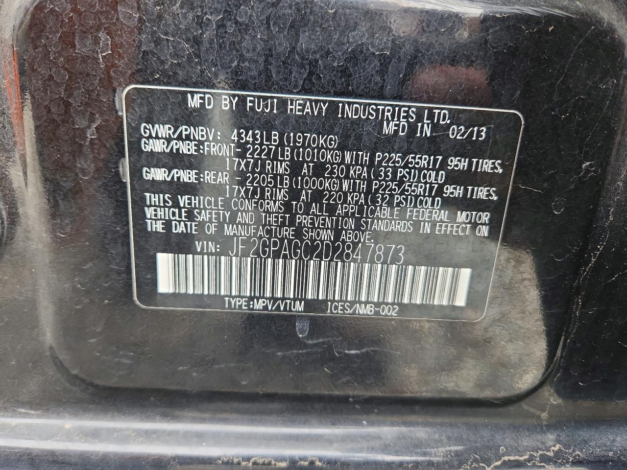 2013 Subaru Xv Crosstrek 2.0 Limited Black vin: JF2GPAGC2D2847873