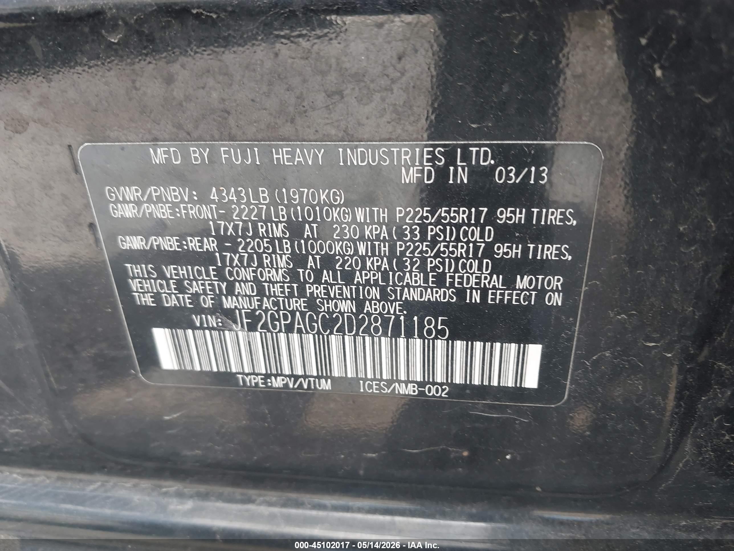 2013 Subaru Xv Crosstrek 2.0i Limited Black vin: JF2GPAGC2D2871185