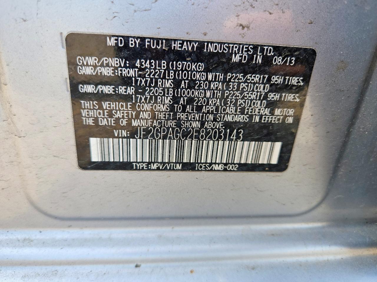 2014 Subaru Xv Crosstrek 2.0 Limited Silver vin: JF2GPAGC2E8203143