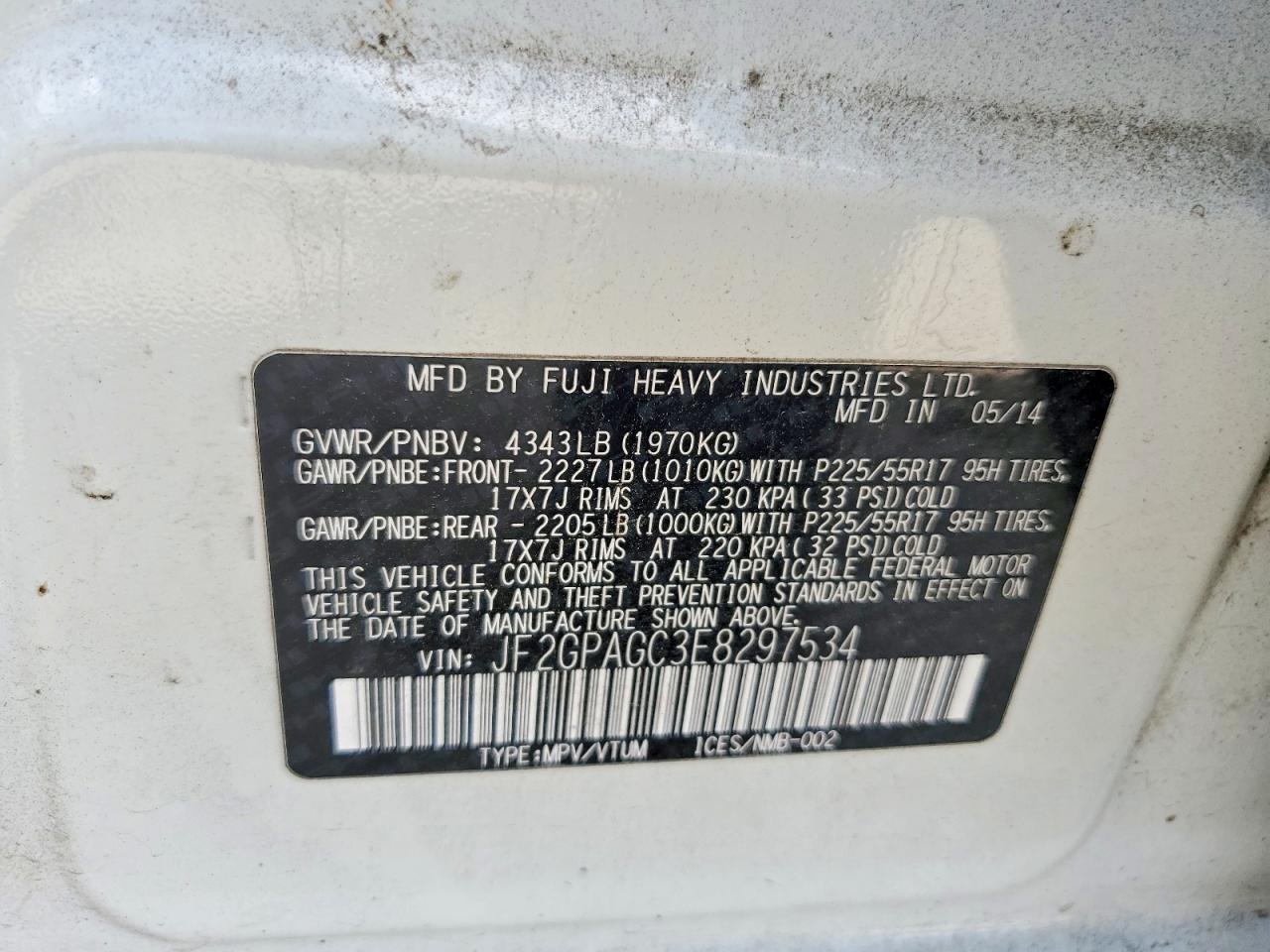 2014 Subaru Xv Crosstrek 2.0 Limited Белый vin: JF2GPAGC3E8297534