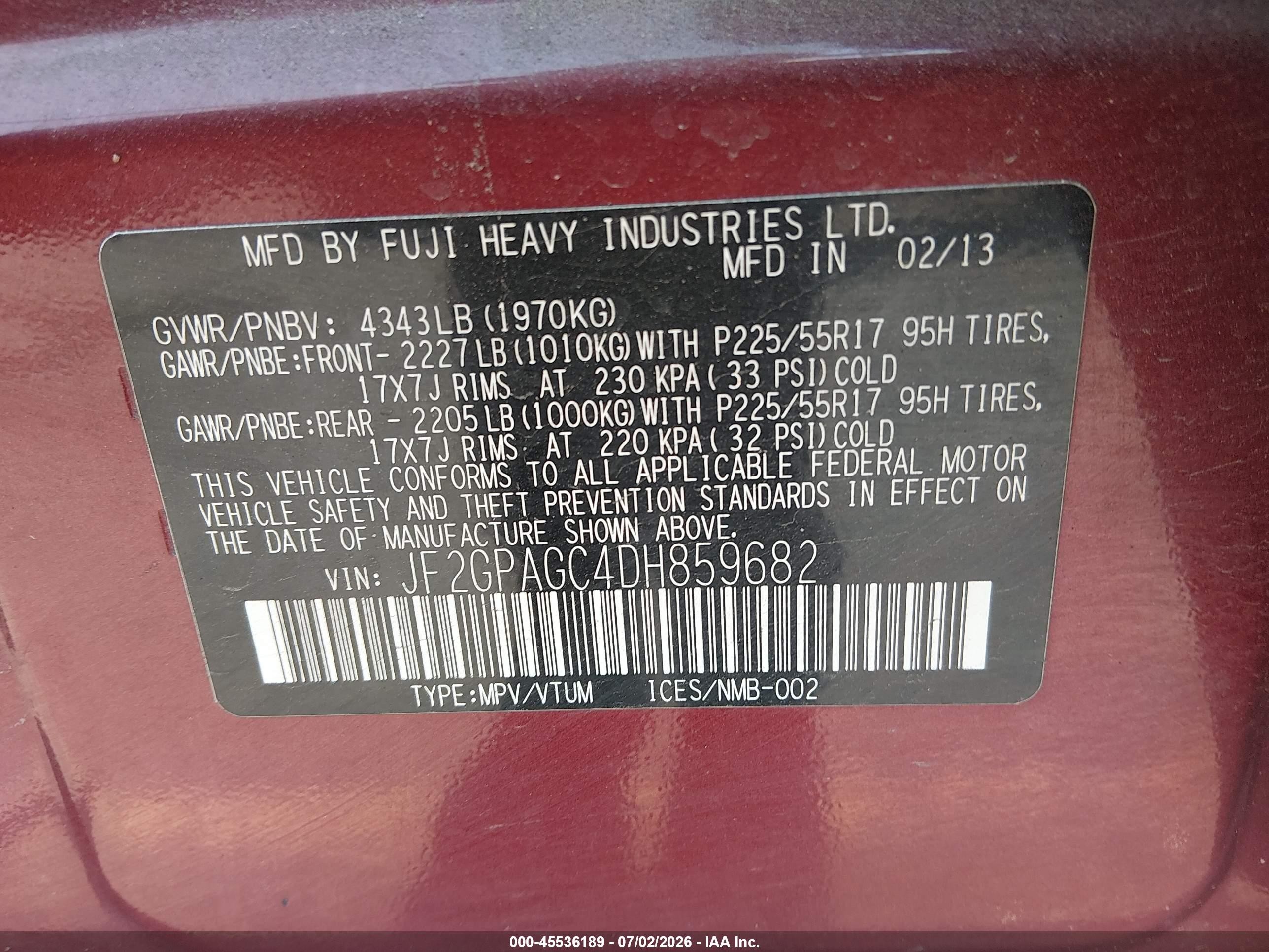 2013 Subaru Xv Crosstrek 2.0i Limited Red vin: JF2GPAGC4DH859682