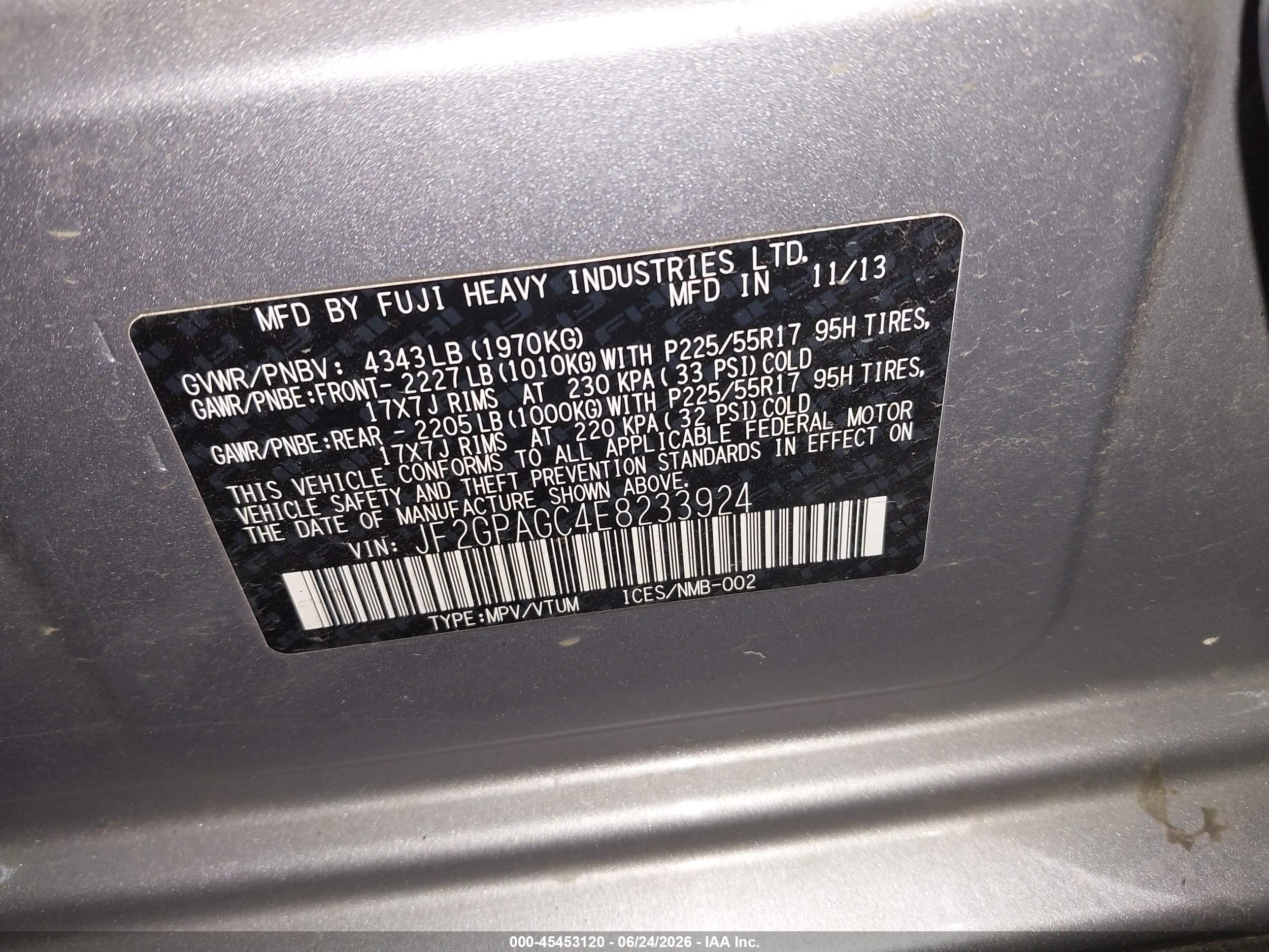 2014 Subaru Xv Crosstrek 2.0i Limited Серебряный vin: JF2GPAGC4E8233924