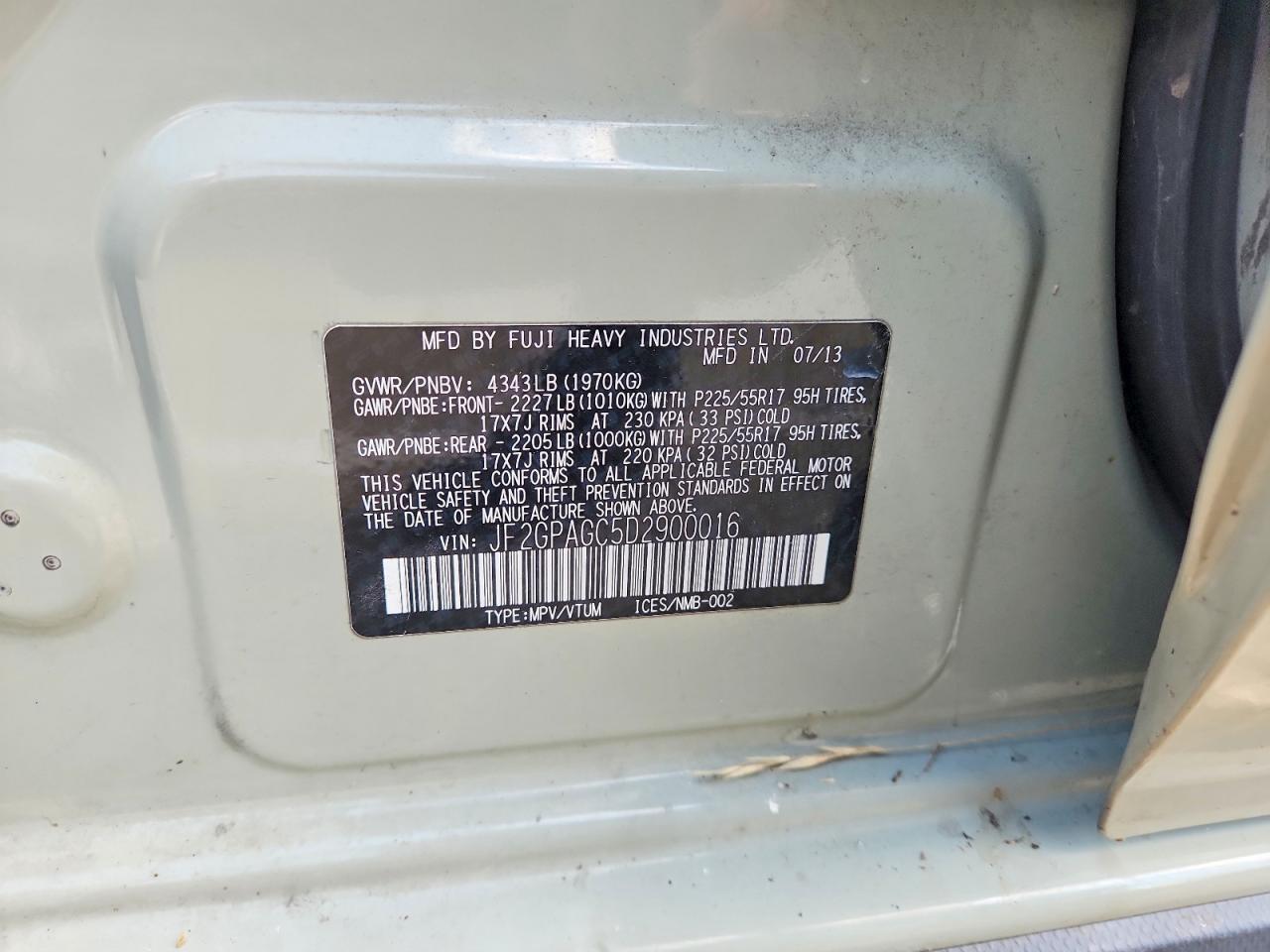 2013 Subaru Xv Crosstrek 2.0 Limited Gray vin: JF2GPAGC5D2900016