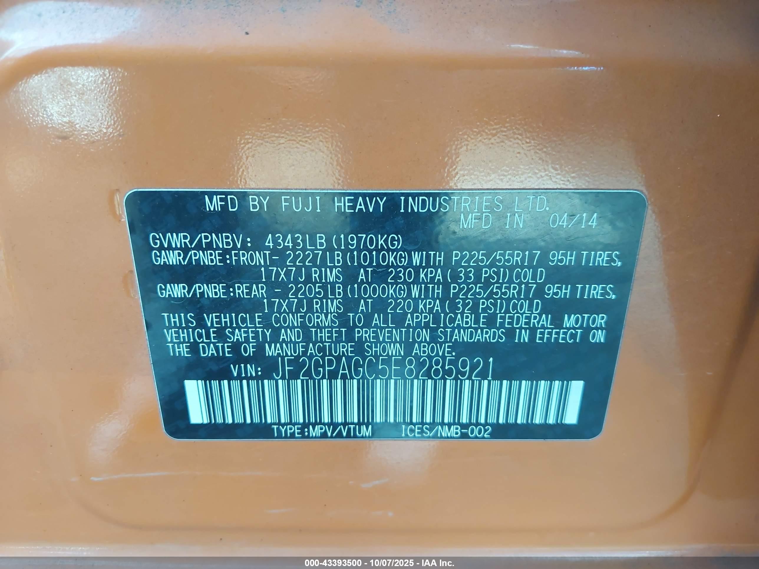 2014 Subaru Xv Crosstrek 2.0i Limited Orange vin: JF2GPAGC5E8285921