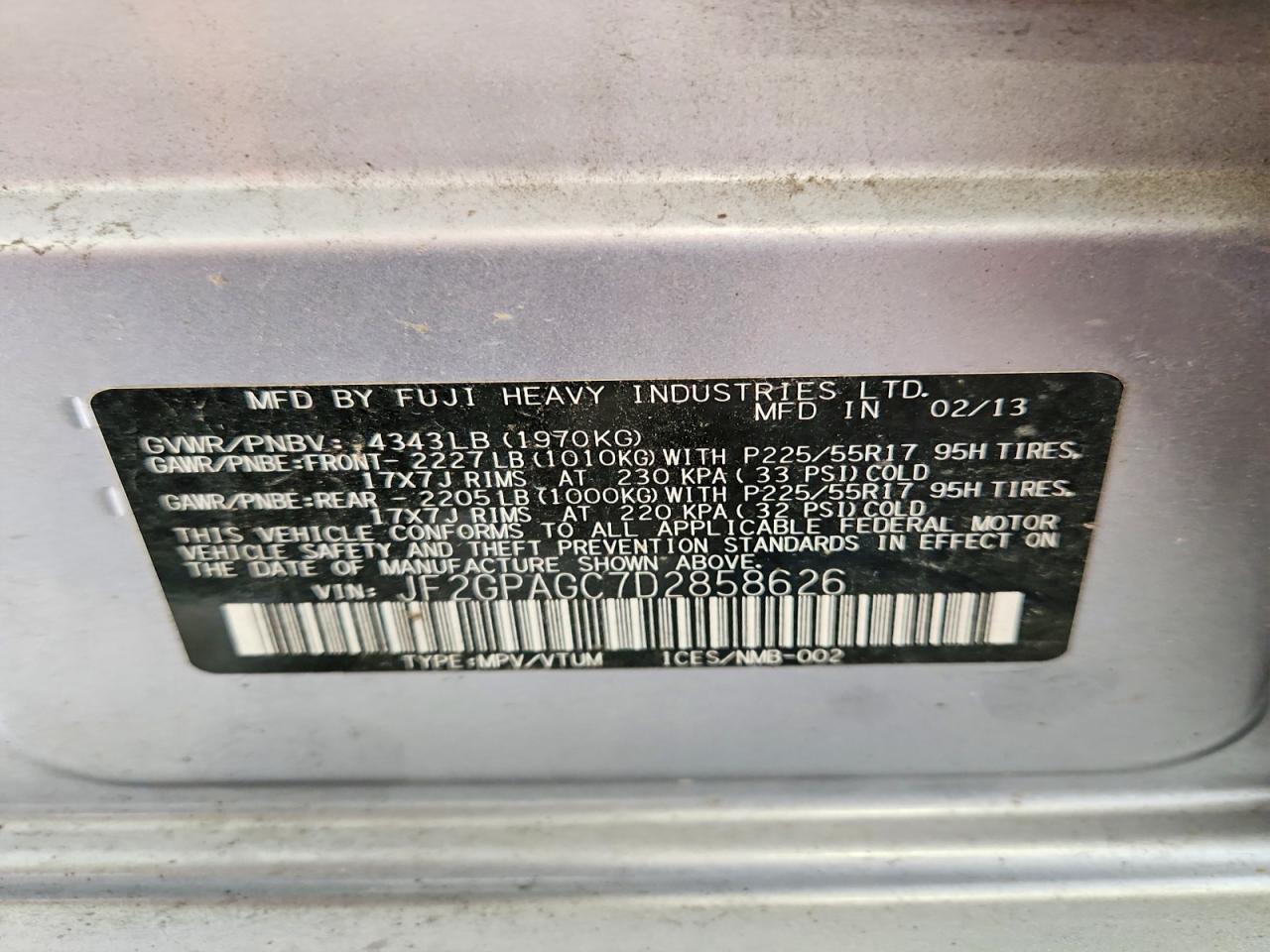 2013 Subaru Xv Crosstrek 2.0 Limited Silver vin: JF2GPAGC7D2858626
