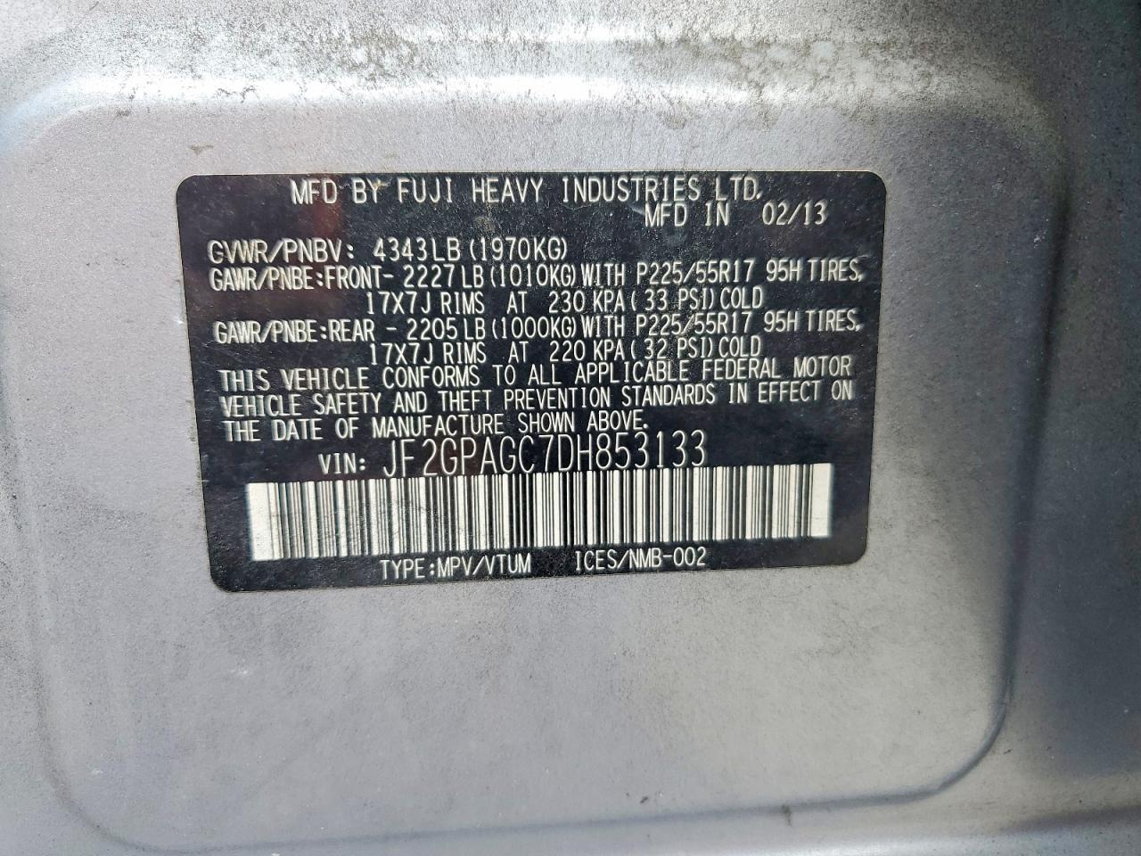 2013 Subaru Xv Crosstrek 2.0 Limited Silver vin: JF2GPAGC7DH853133