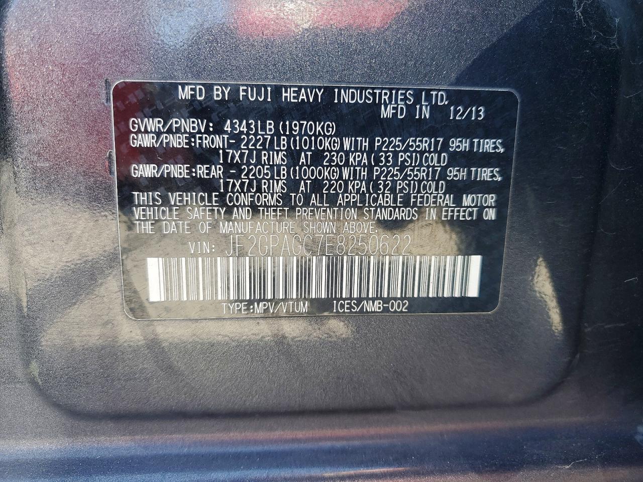 2014 Subaru Xv Crosstrek 2.0 Limited Gray vin: JF2GPAGC7E8250622