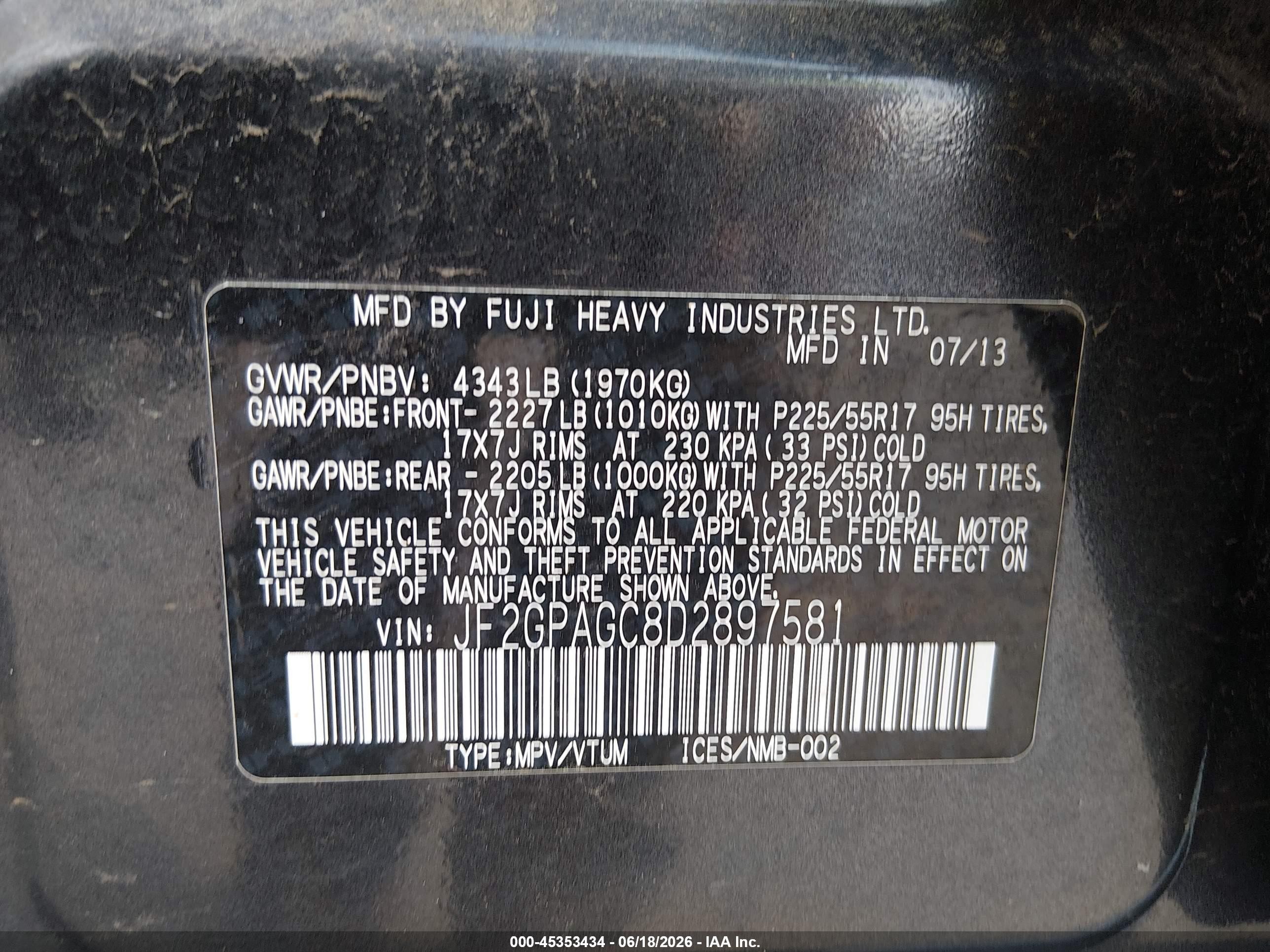 2013 Subaru Xv Crosstrek 2.0i Limited Gray vin: JF2GPAGC8D2897581