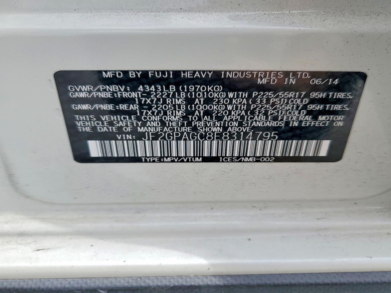 2014 Subaru Xv Crosstrek 2.0 Limited White vin: JF2GPAGC8E8314795