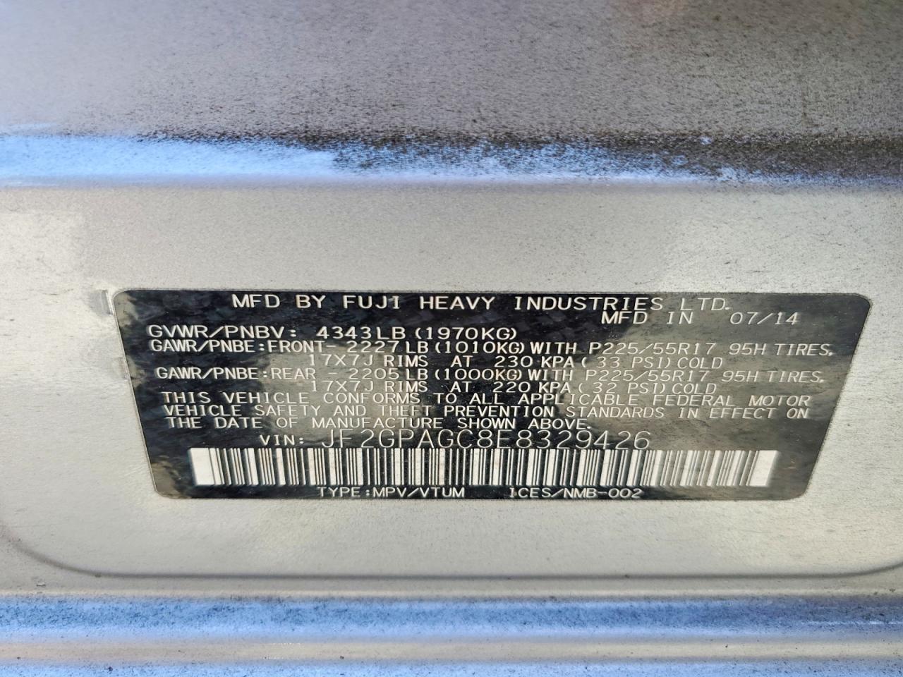 2014 Subaru Xv Crosstrek 2.0 Limited Silver vin: JF2GPAGC8E8329426