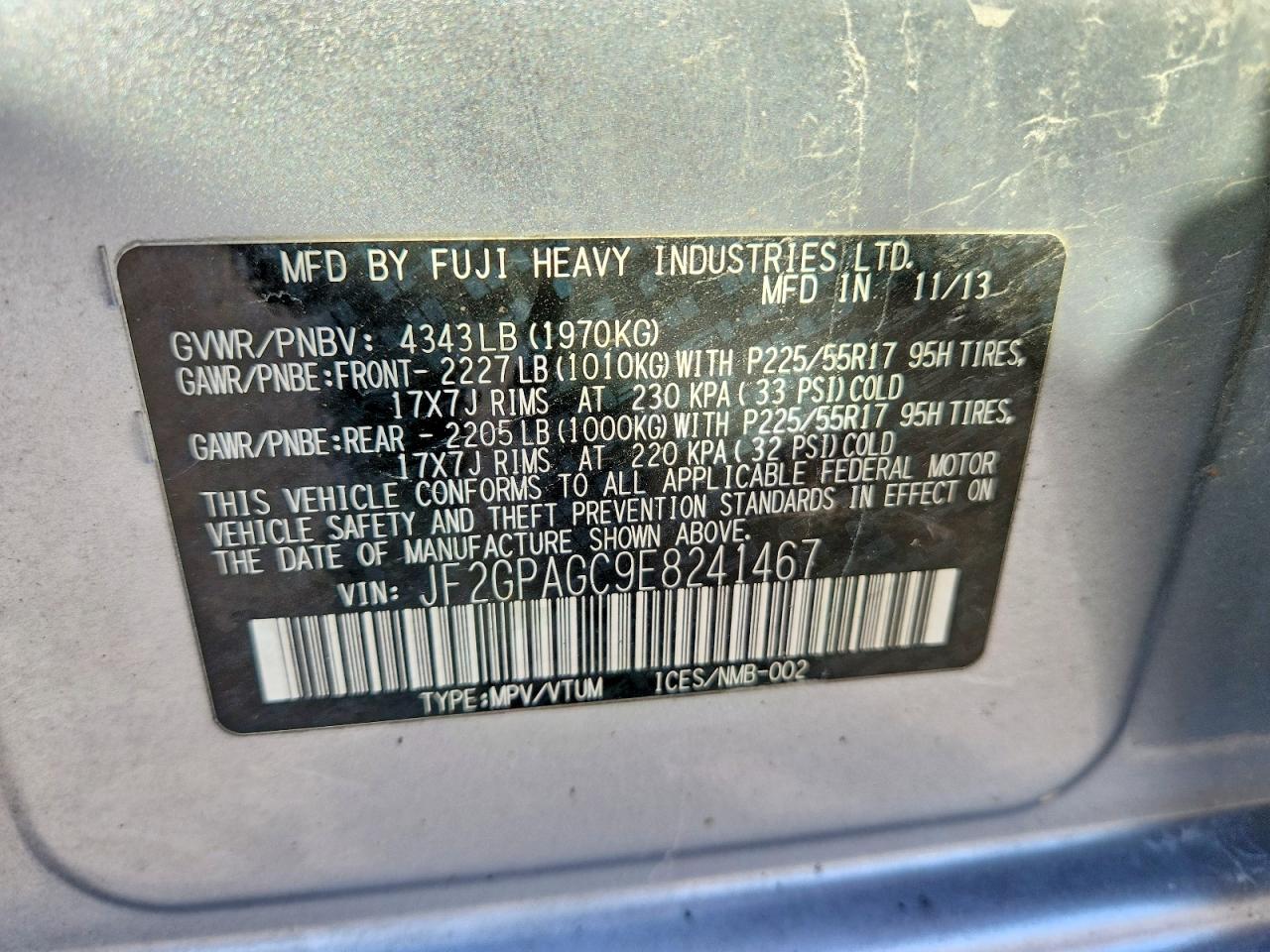 2014 Subaru Xv Crosstrek 2.0 Limited Silver vin: JF2GPAGC9E8241467