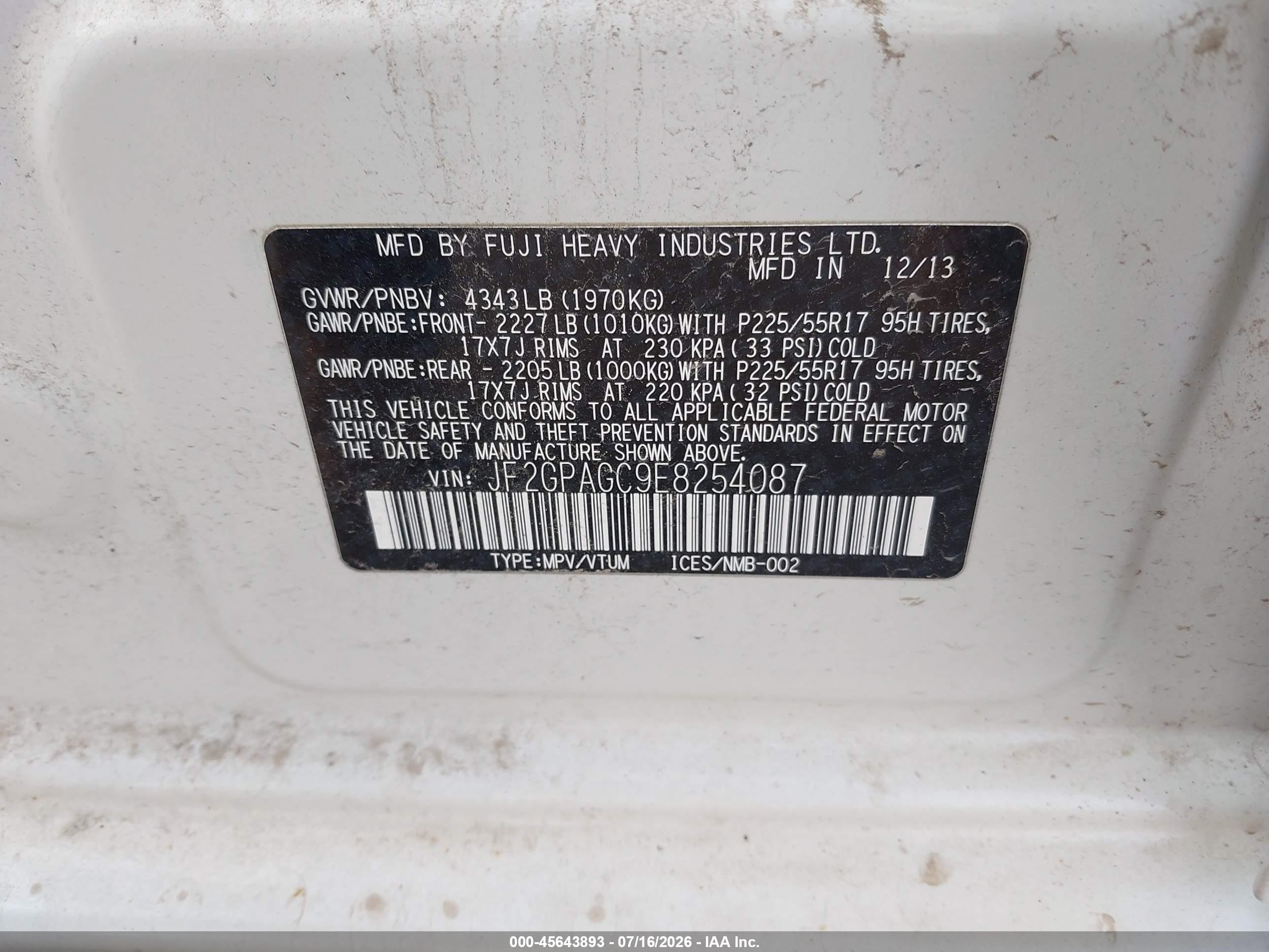 2014 Subaru Xv Crosstrek 2.0i Limited White vin: JF2GPAGC9E8254087
