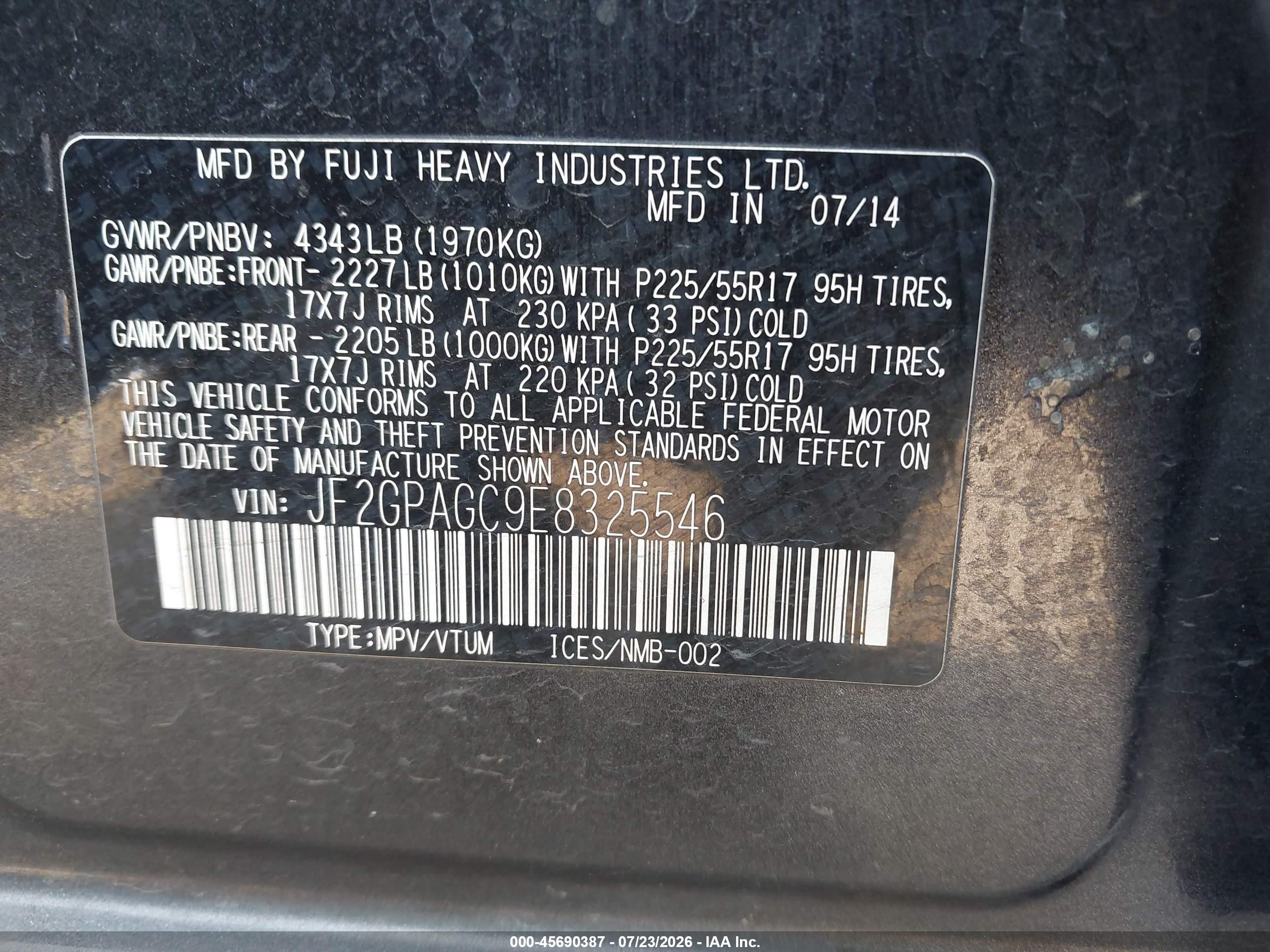 2014 Subaru Xv Crosstrek 2.0i Limited Dark Blue vin: JF2GPAGC9E8325546