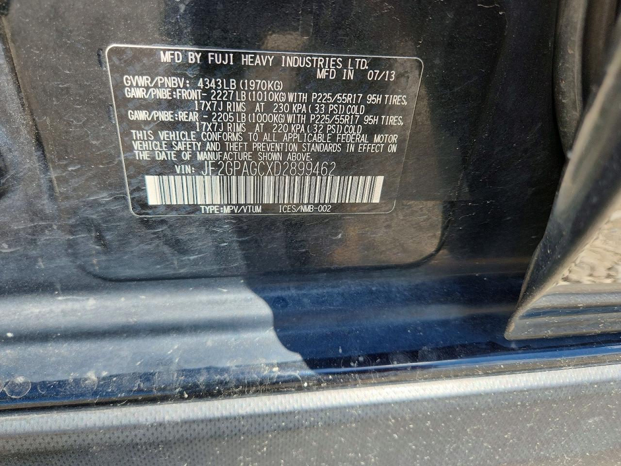 2013 Subaru Xv Crosstrek 2.0 Limited Черный vin: JF2GPAGCXD2899462