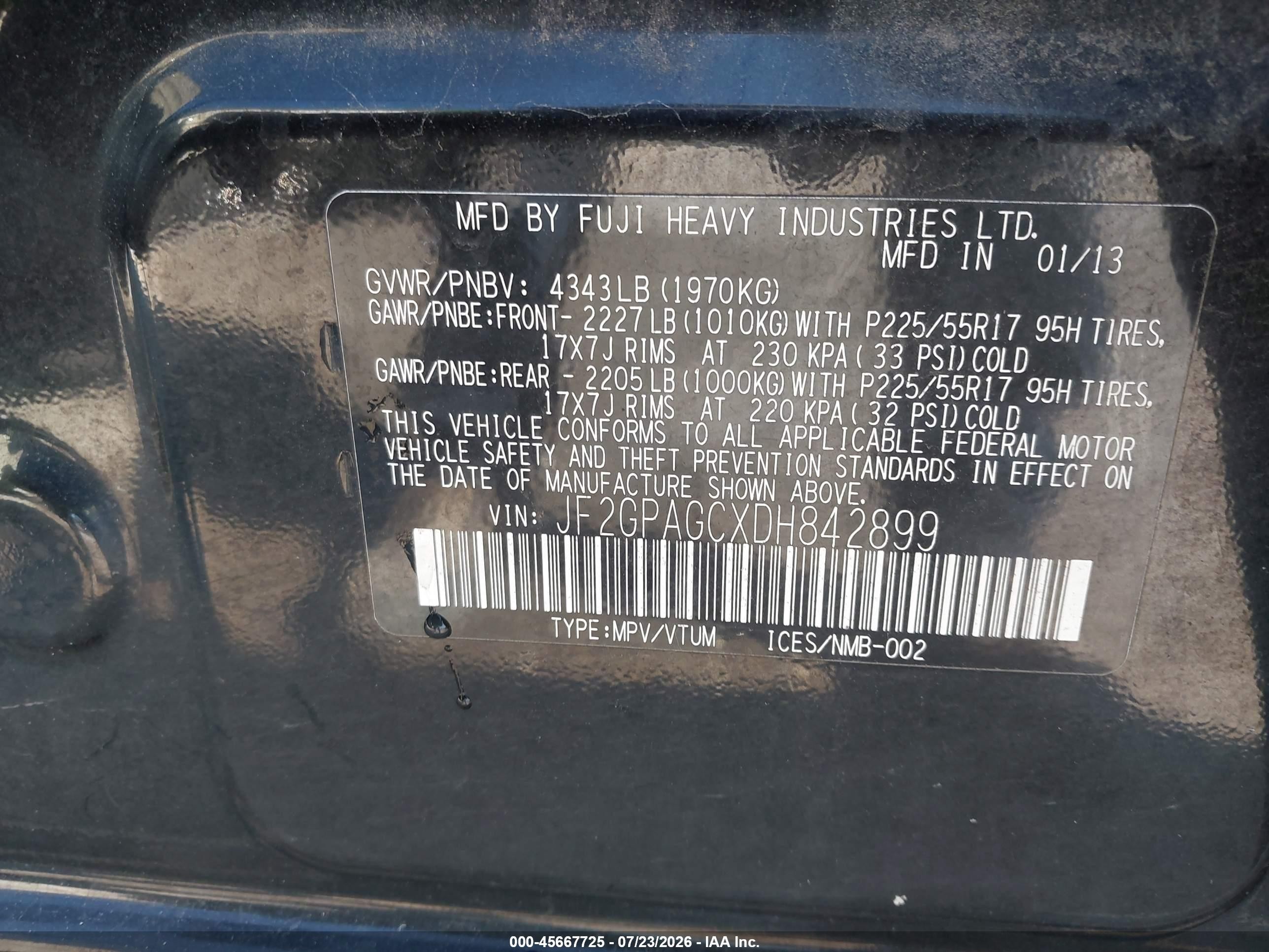 2013 Subaru Xv Crosstrek 2.0i Limited Black vin: JF2GPAGCXDH842899